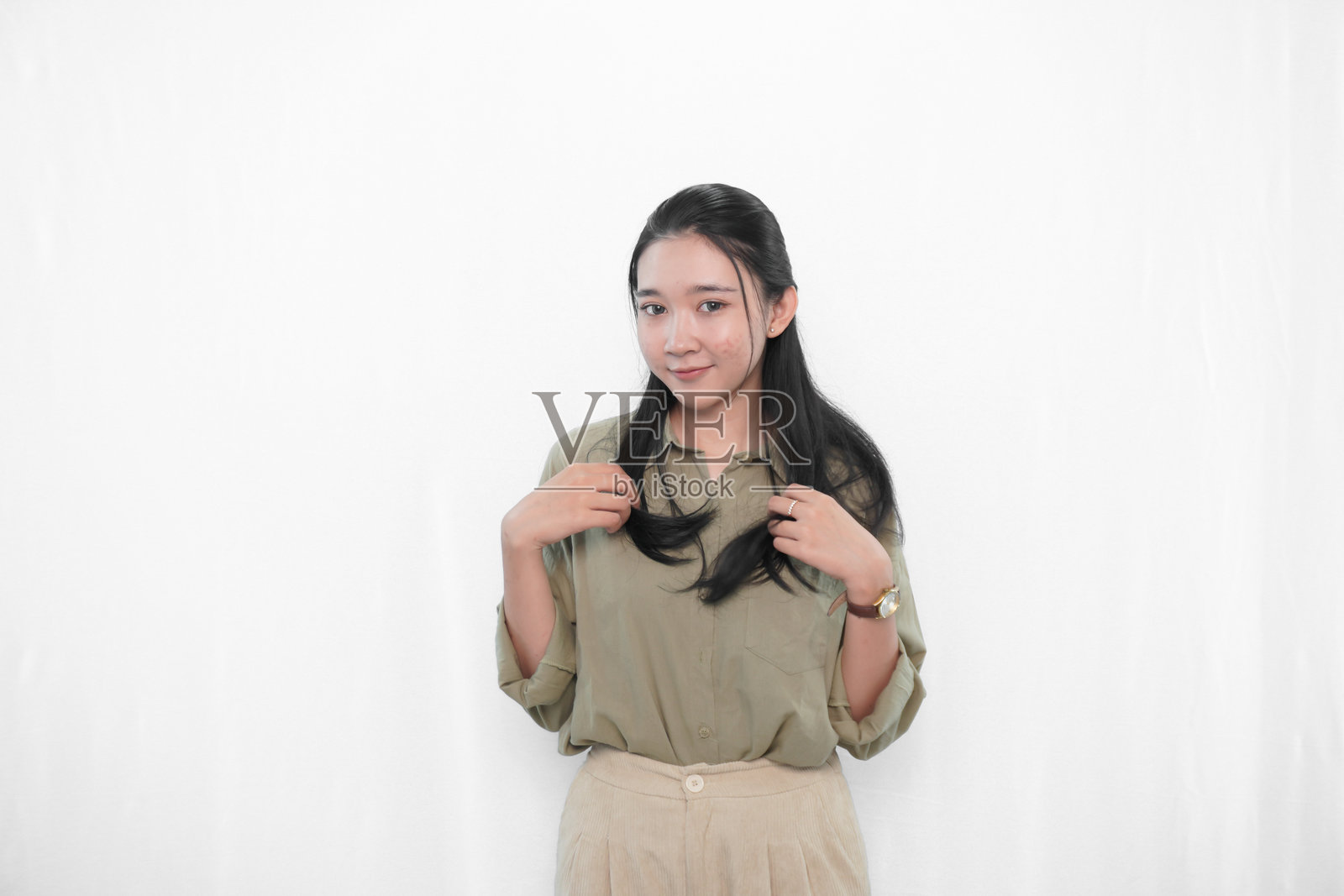 白色背景下的手势系列照片摄影图片