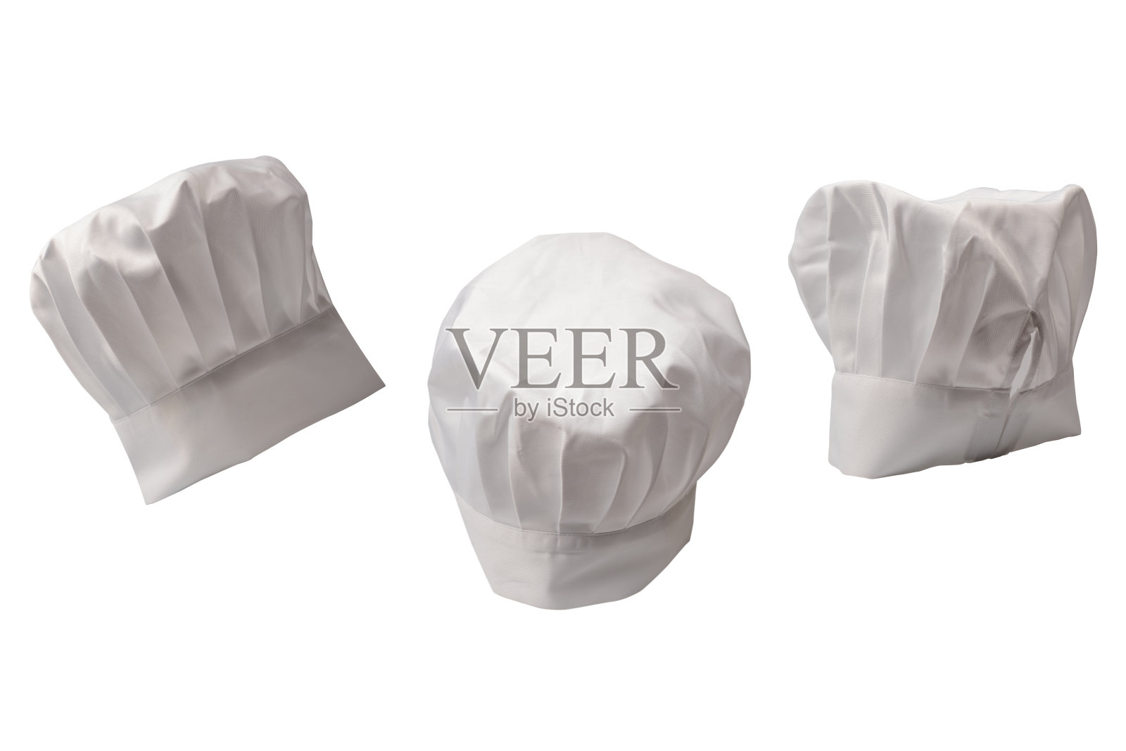 白色背景上的厨师帽。照片摄影图片