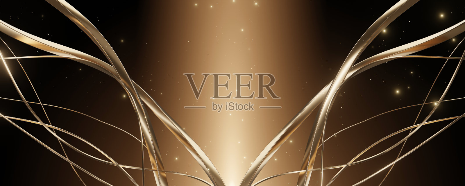 金色和黑色的抽象设计，包含许多线条和星星照片摄影图片