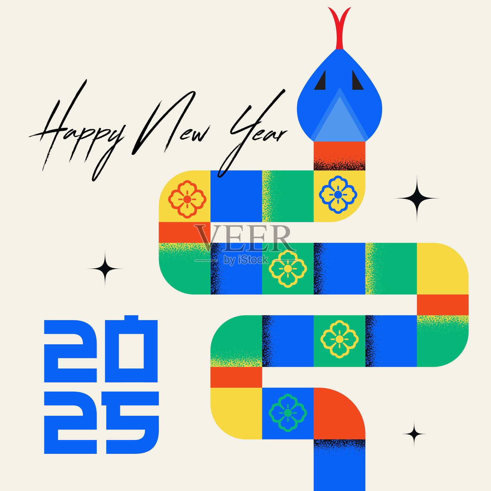 2025年新年，蛇年，2025年矢量插图插画图片素材