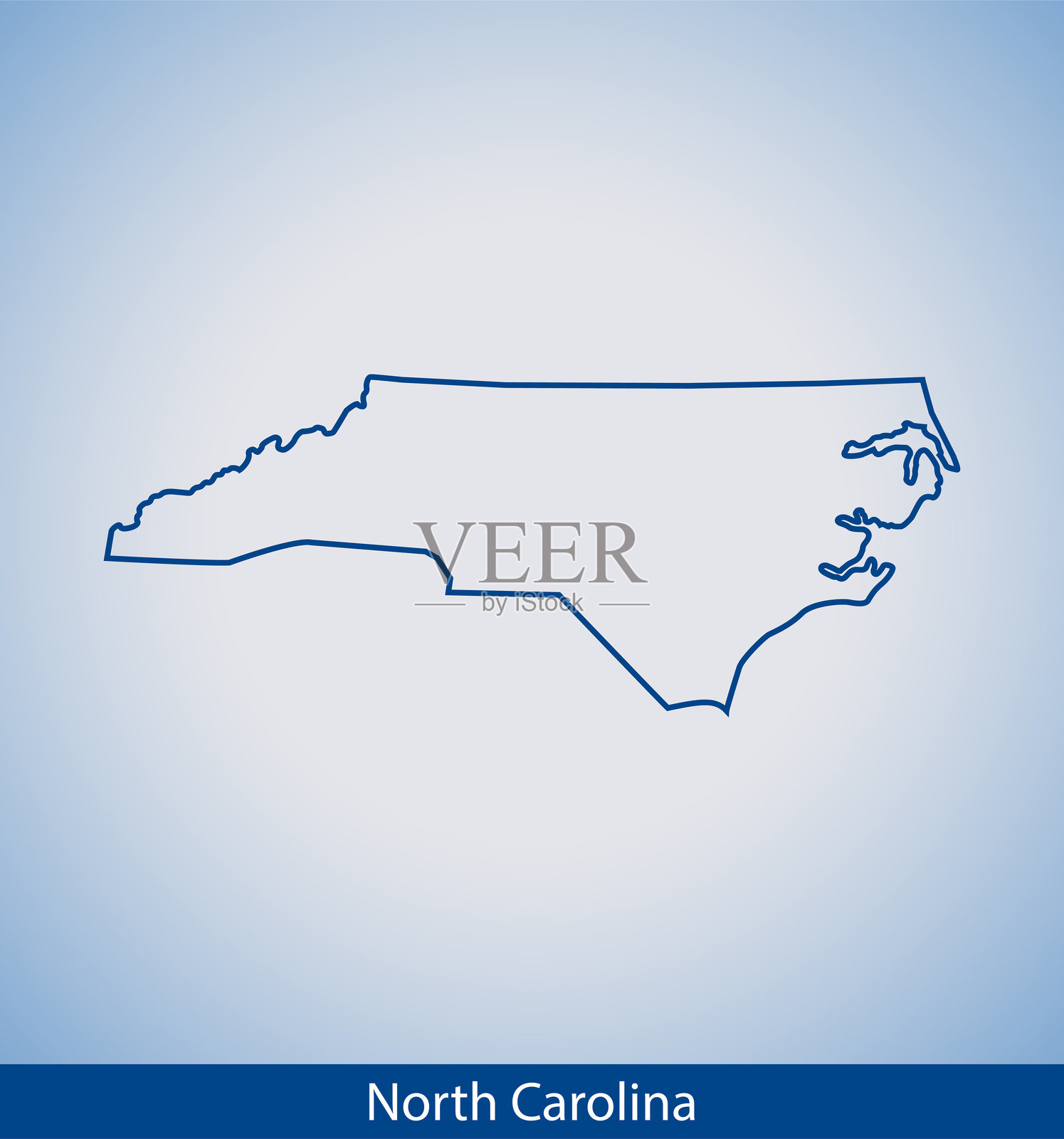 北卡罗来纳州地图插画图片素材