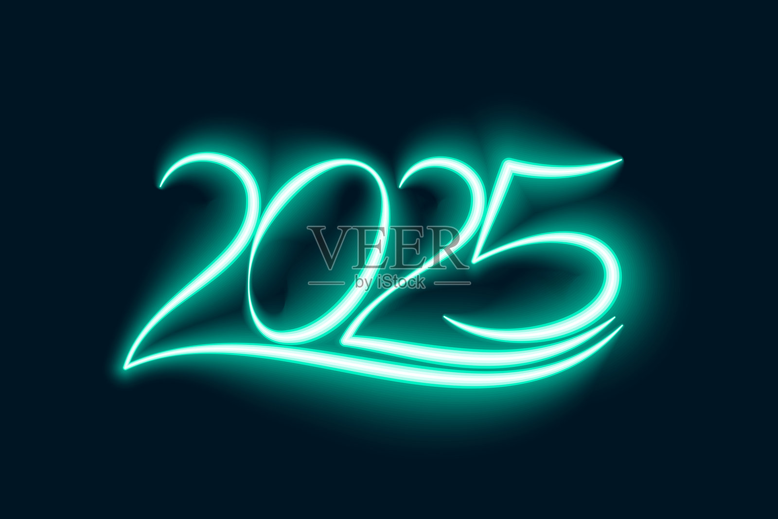 霓虹风格2025新年祝福背景插画图片素材