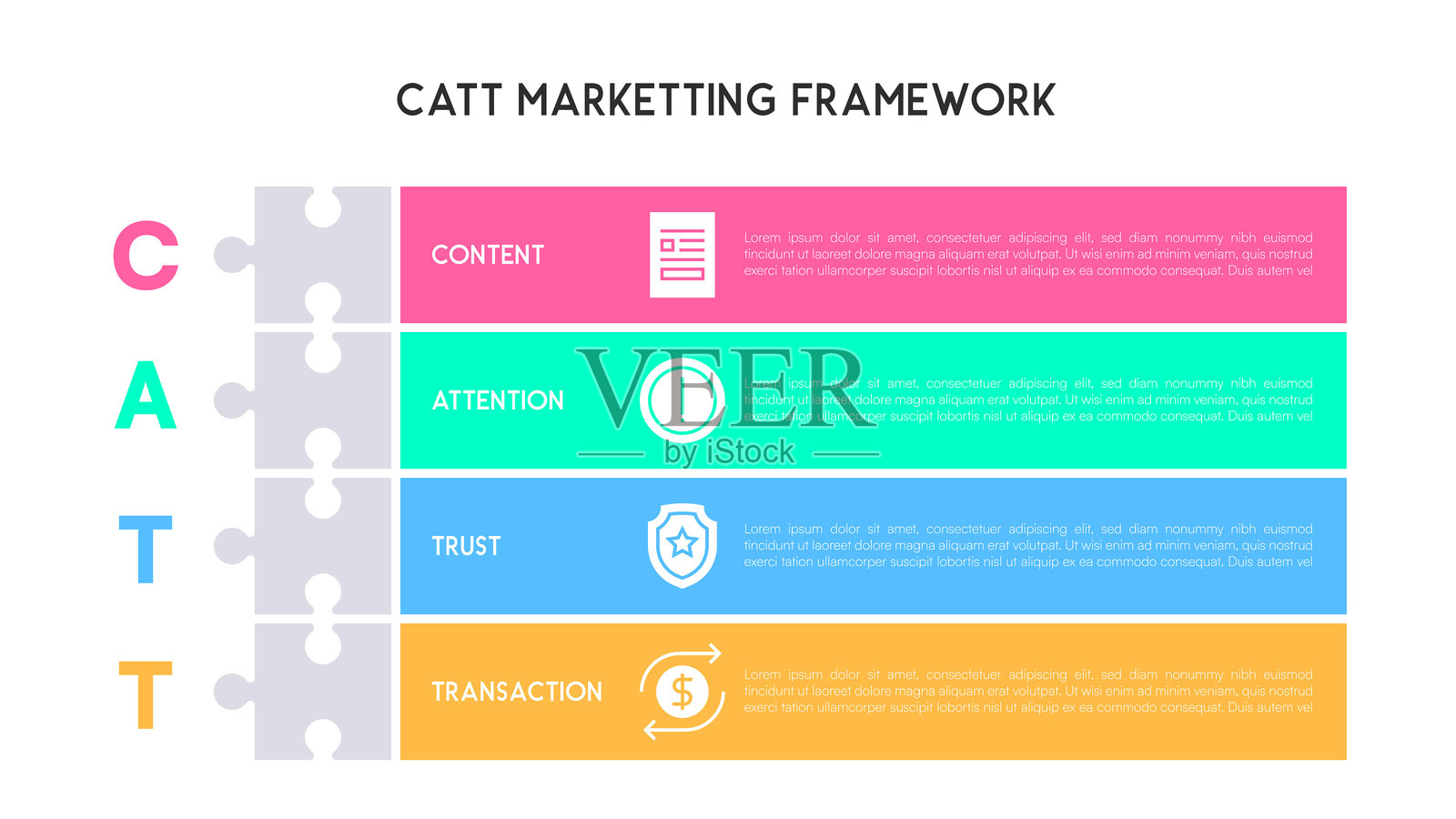 色彩缤纷的CATT拼图信息图矢量插图插画图片素材