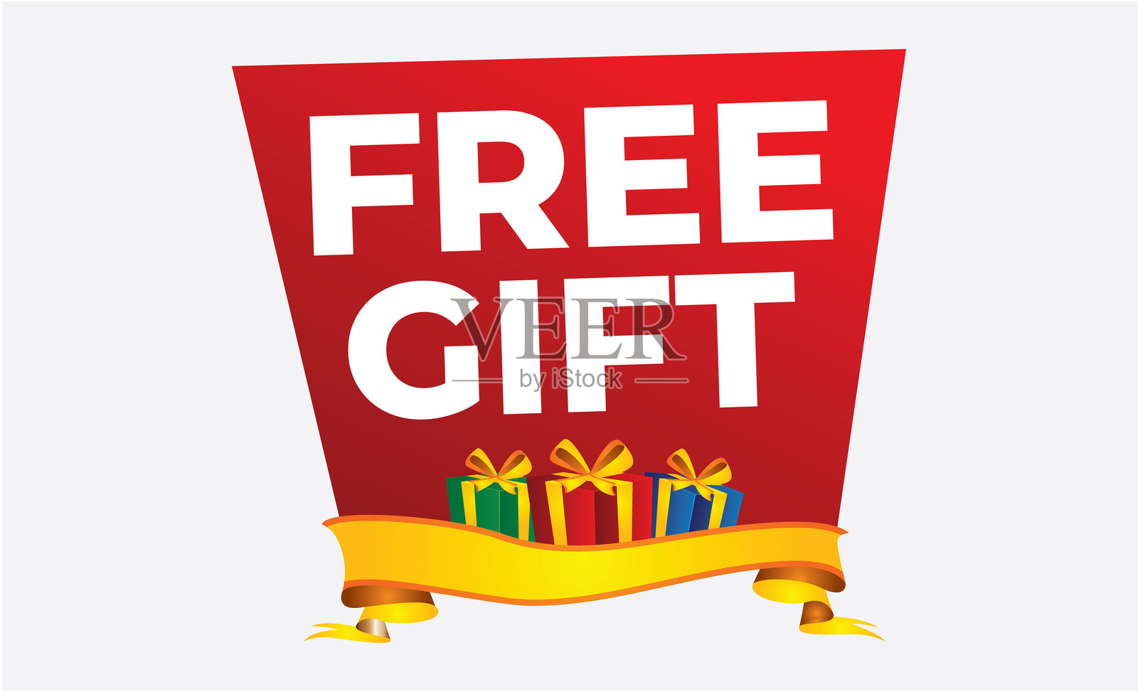 免费礼品标志和盒子横幅，矢量插图红色免费礼品标签插画图片素材