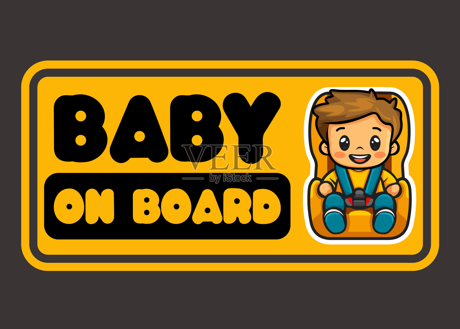 汽车里的婴儿矢量贴纸-16插画图片素材