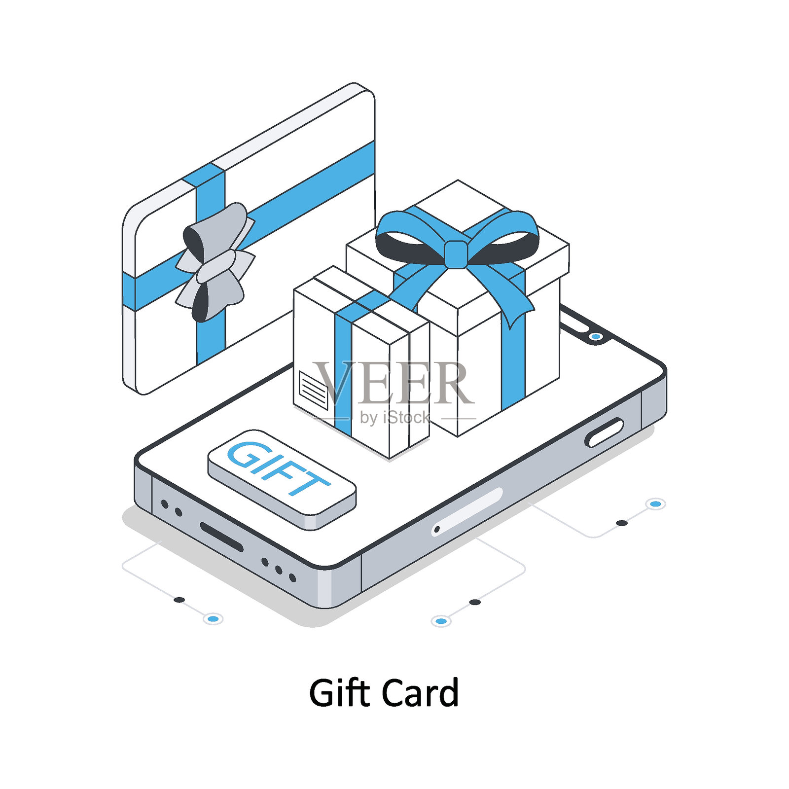 礼品卡等距插图。EPS文件插图插画图片素材