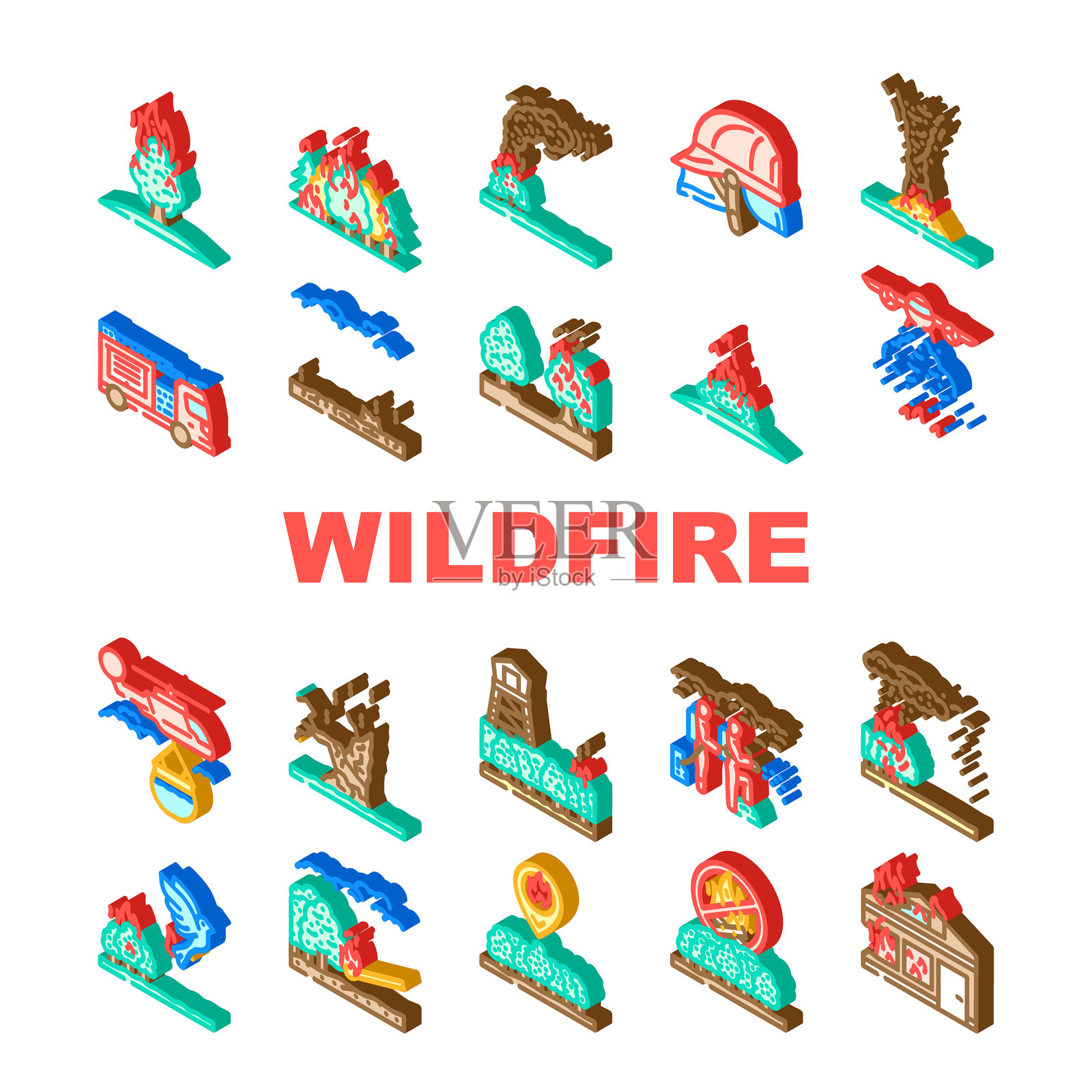 野火燃烧图标矢量图插画图片素材