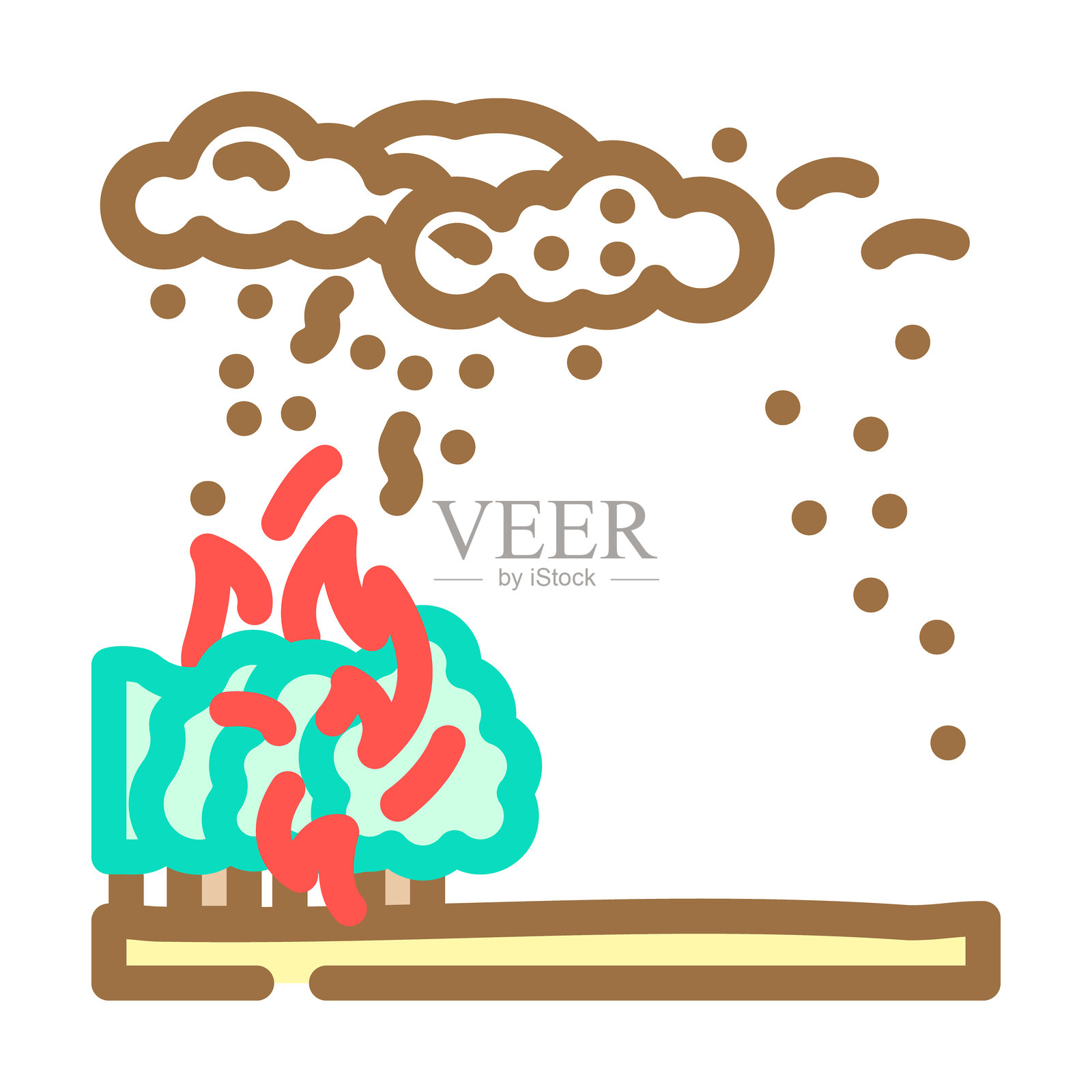 火山灰云野火灾害彩色图标矢量图插画图片素材