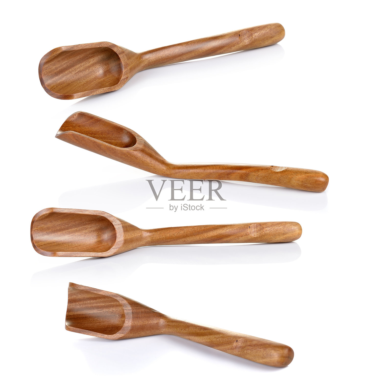 高角度视图的量勺与白色背景照片摄影图片