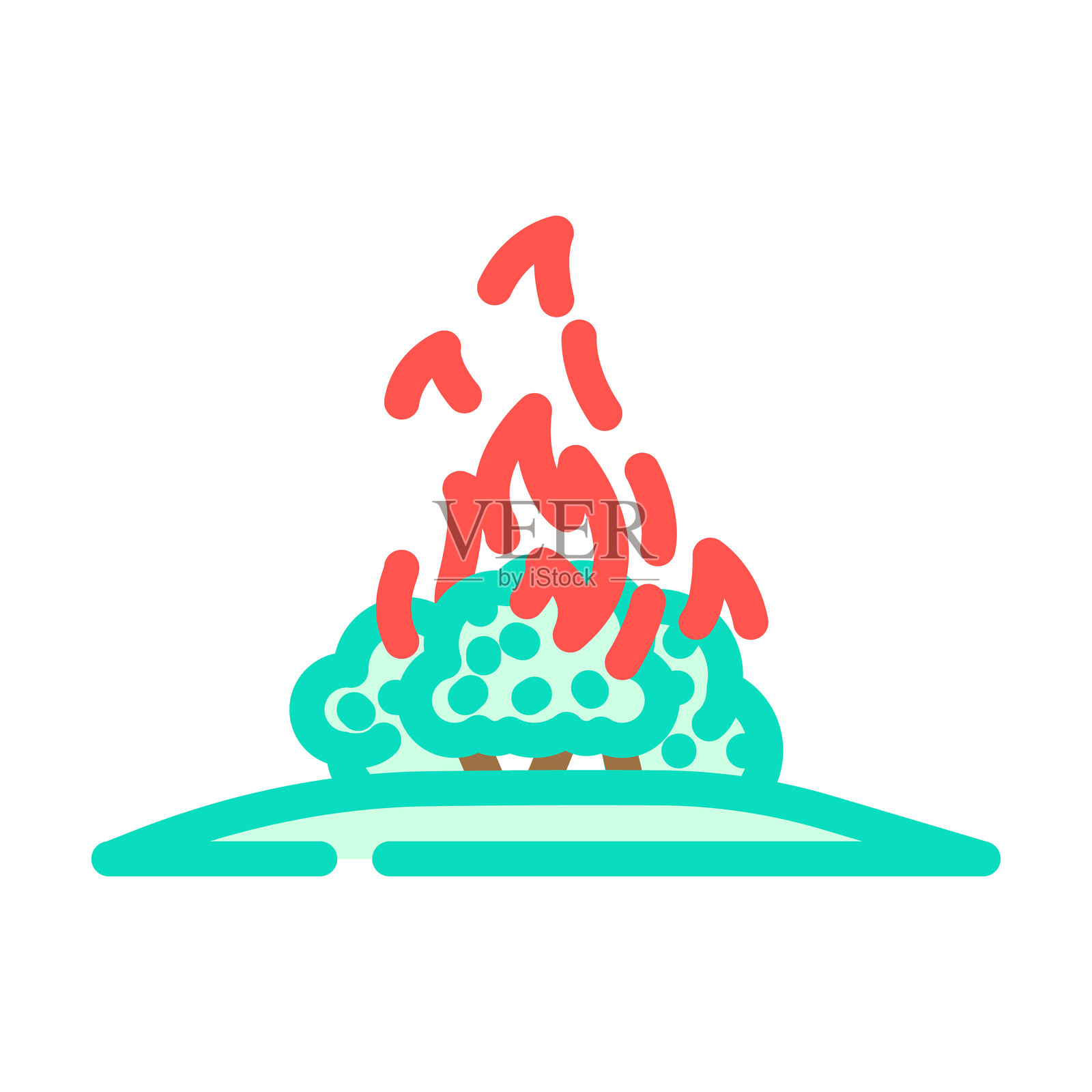 燃烧的灌木丛野火灾害彩色图标矢量素材插画图片素材