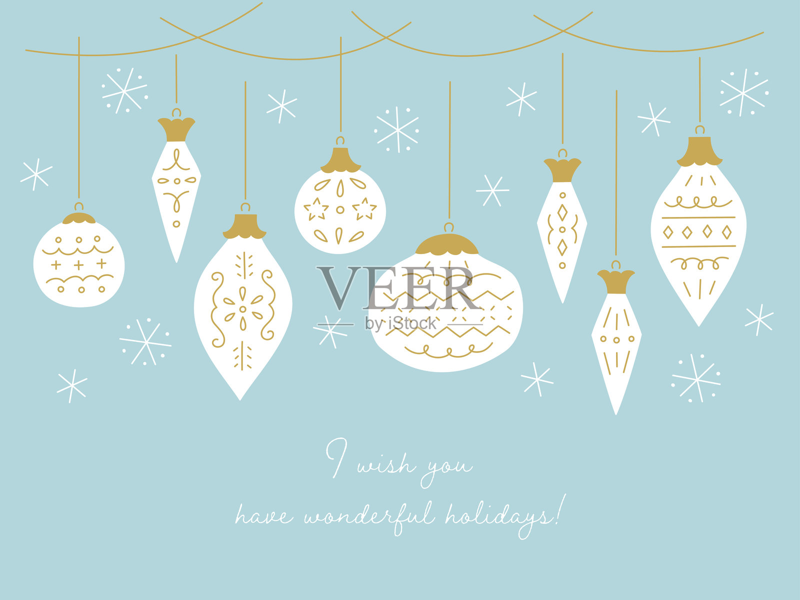 手绘圣诞装饰品插图插画图片素材