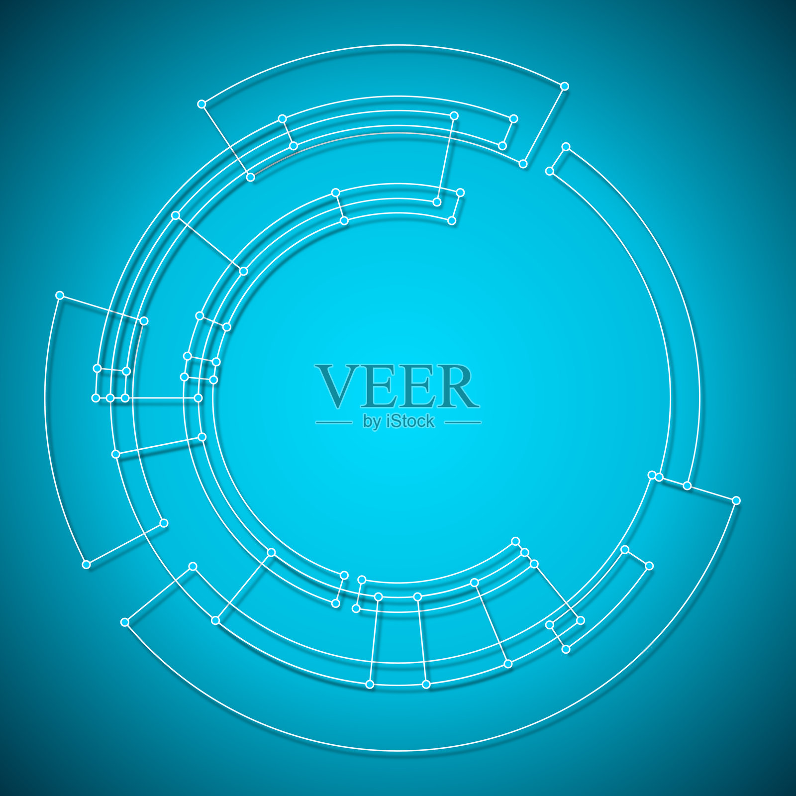 电路板风格的抽象圆形电子背景图案插画图片素材