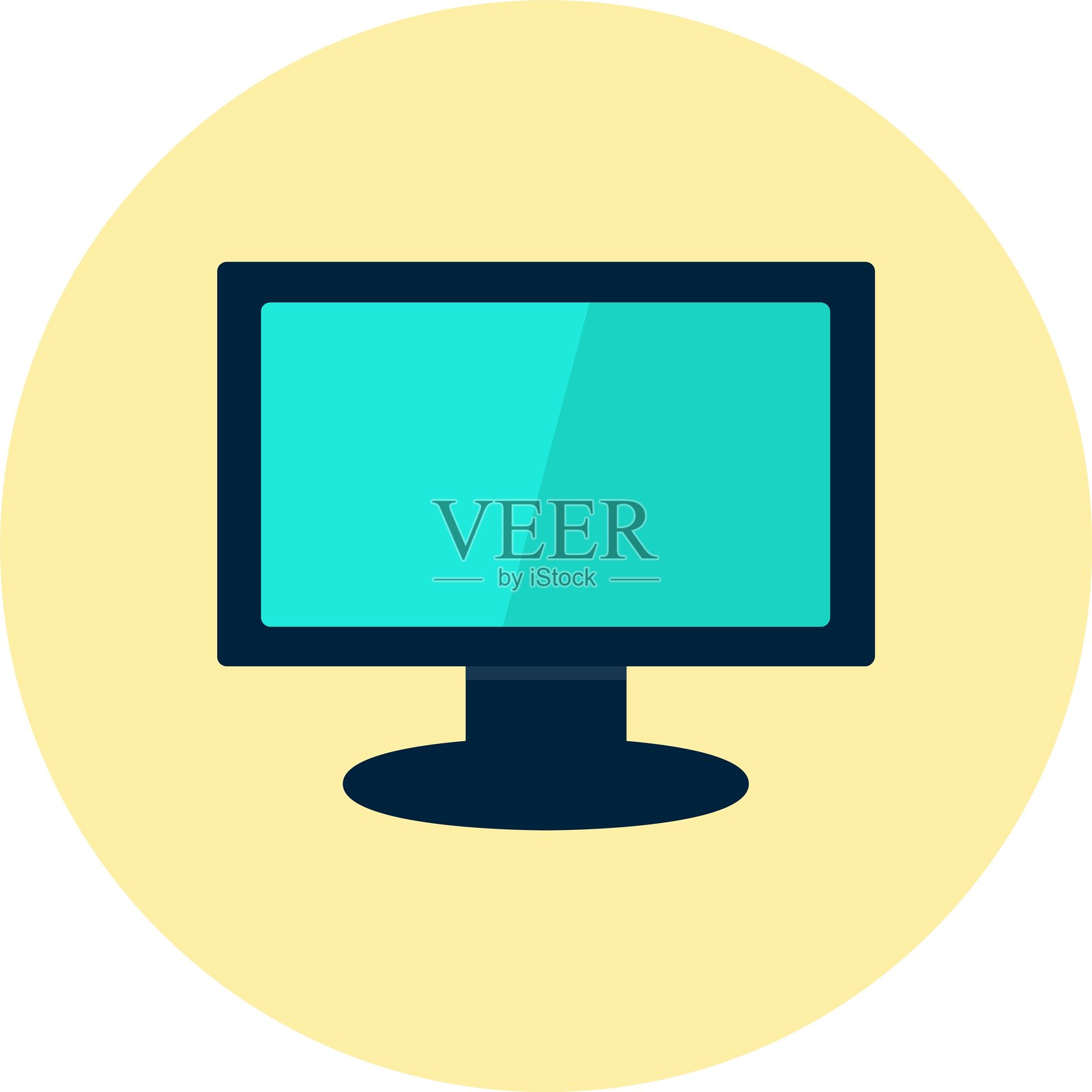 计算机扁平圆形图标插画图片素材