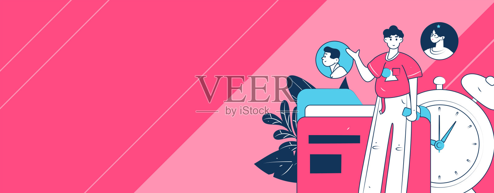 人员进行工作面试的扁平矢量概念操作手绘插图插画图片素材