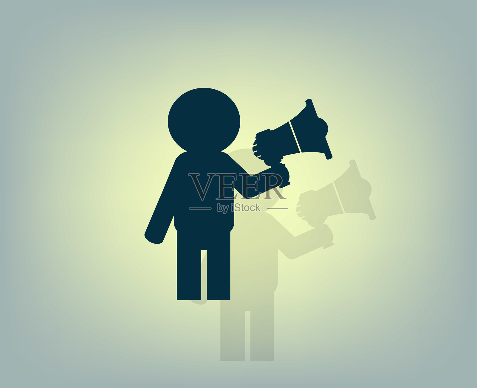 年轻商人手持扩音器插画图片素材