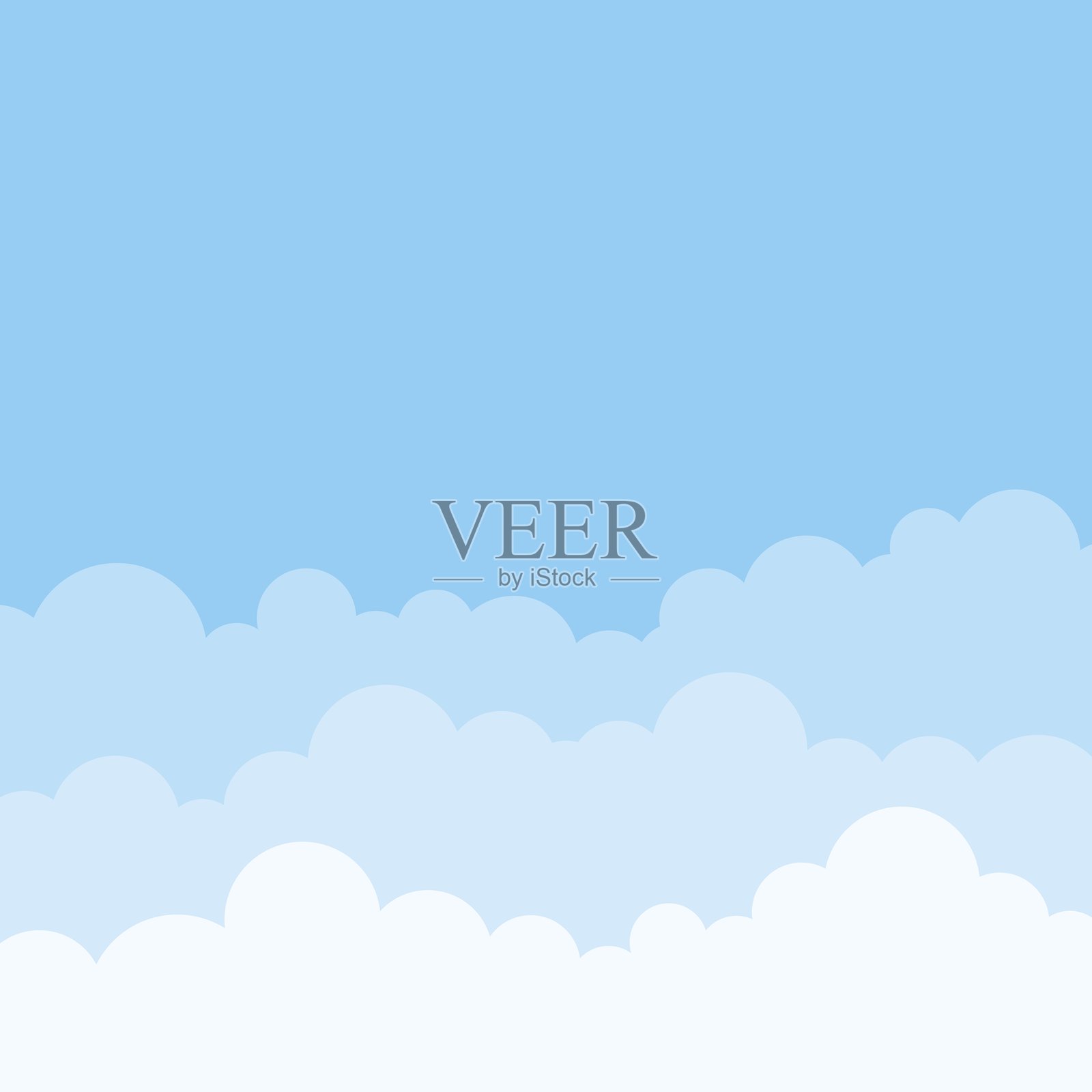 蓝天和云朵的卡通背景插画图片素材