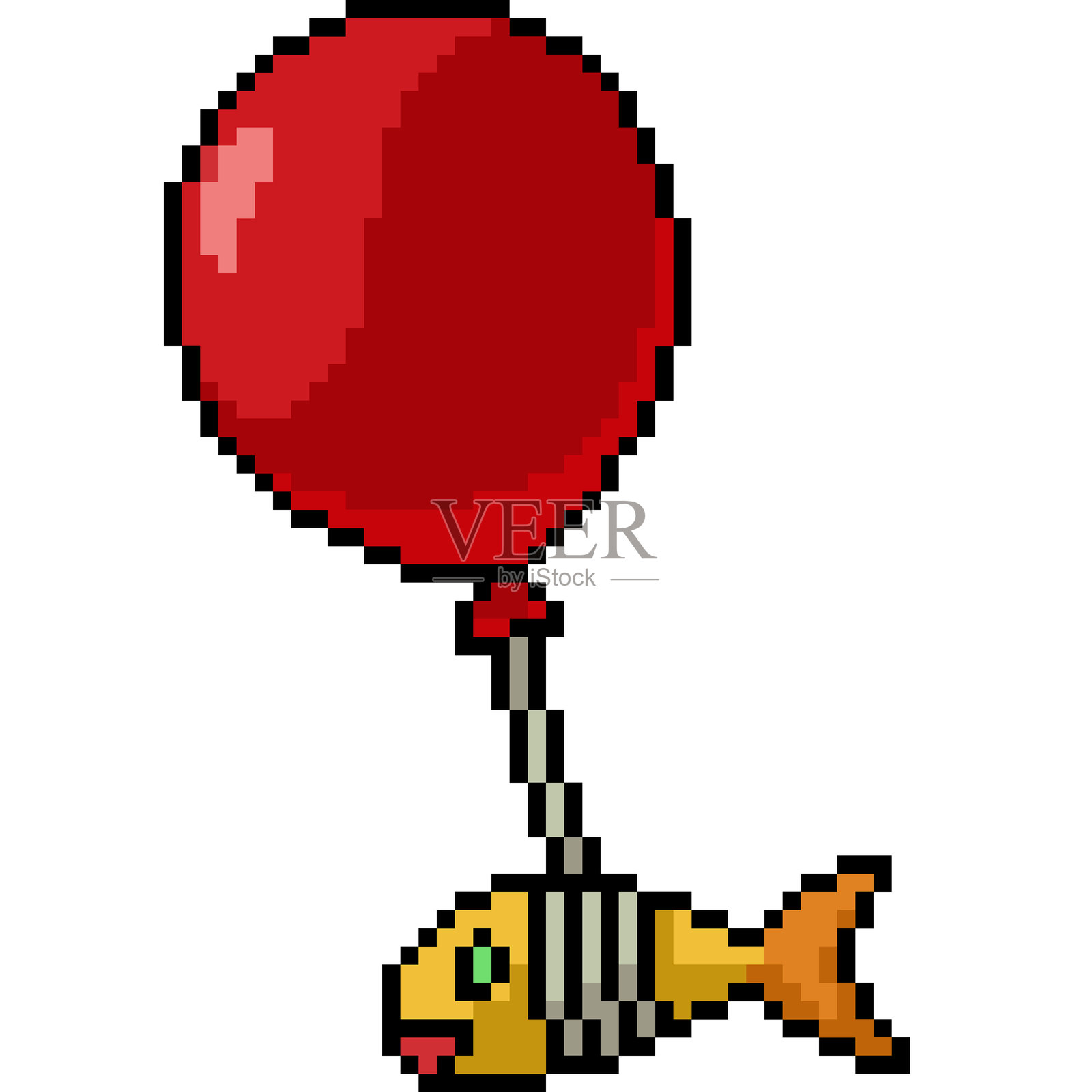 像素艺术的鱼气球飞翔插画图片素材