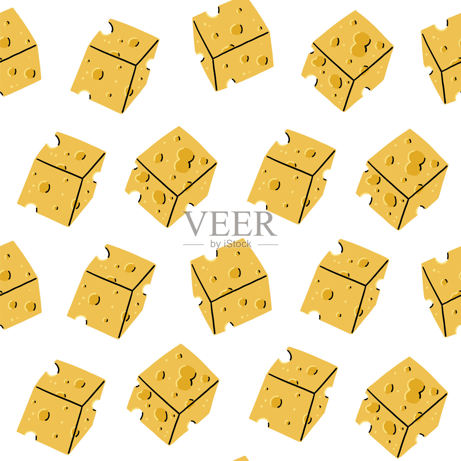 奶酪立方体无缝图案插画图片素材