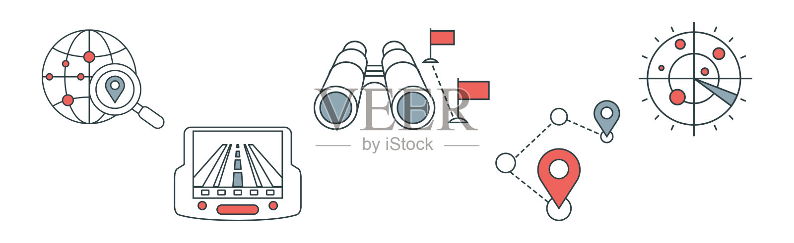 导航和路线指示简单线条图标矢量集插画图片素材