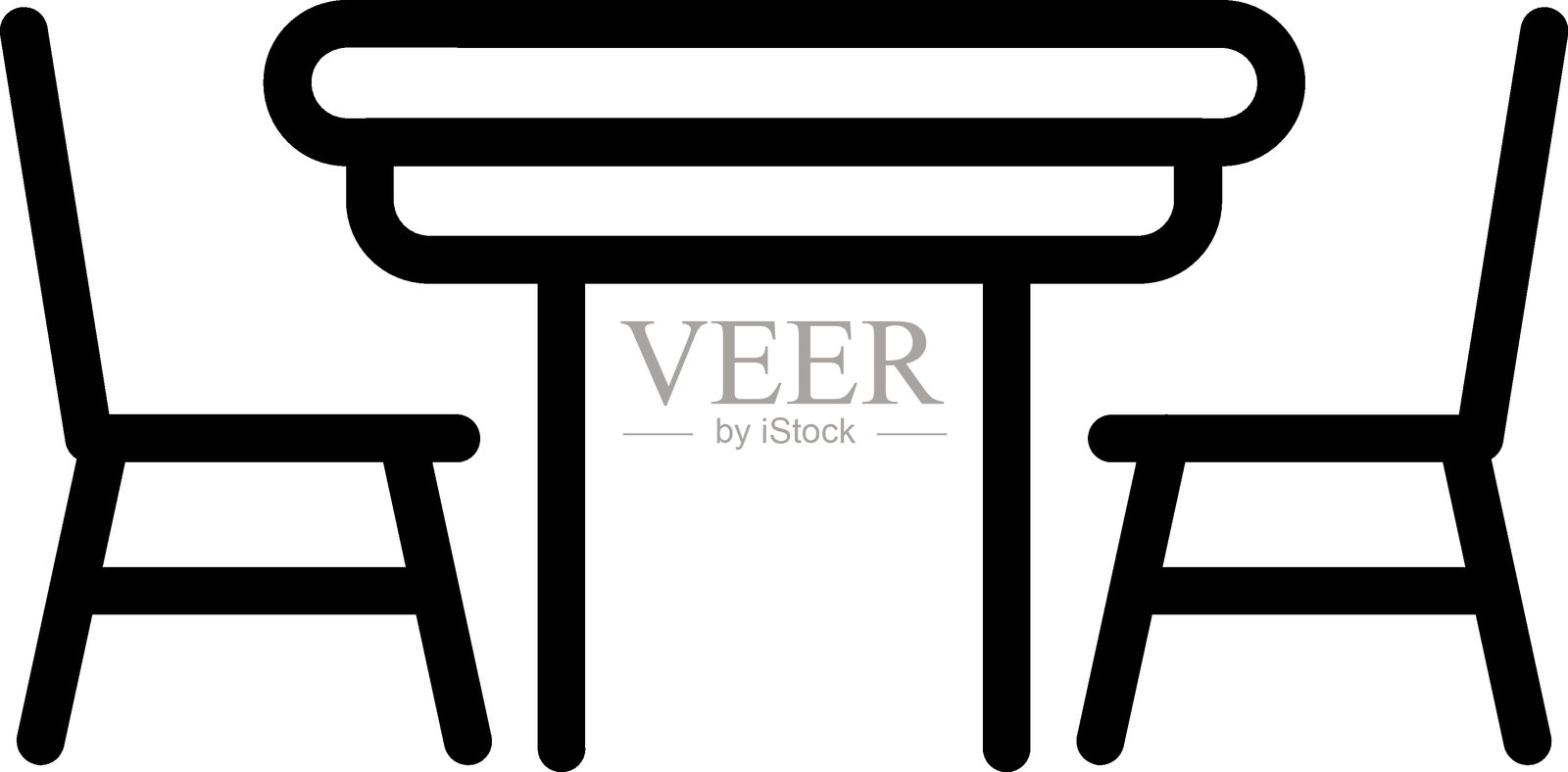 木质餐桌图标的矢量设计风格插画图片素材