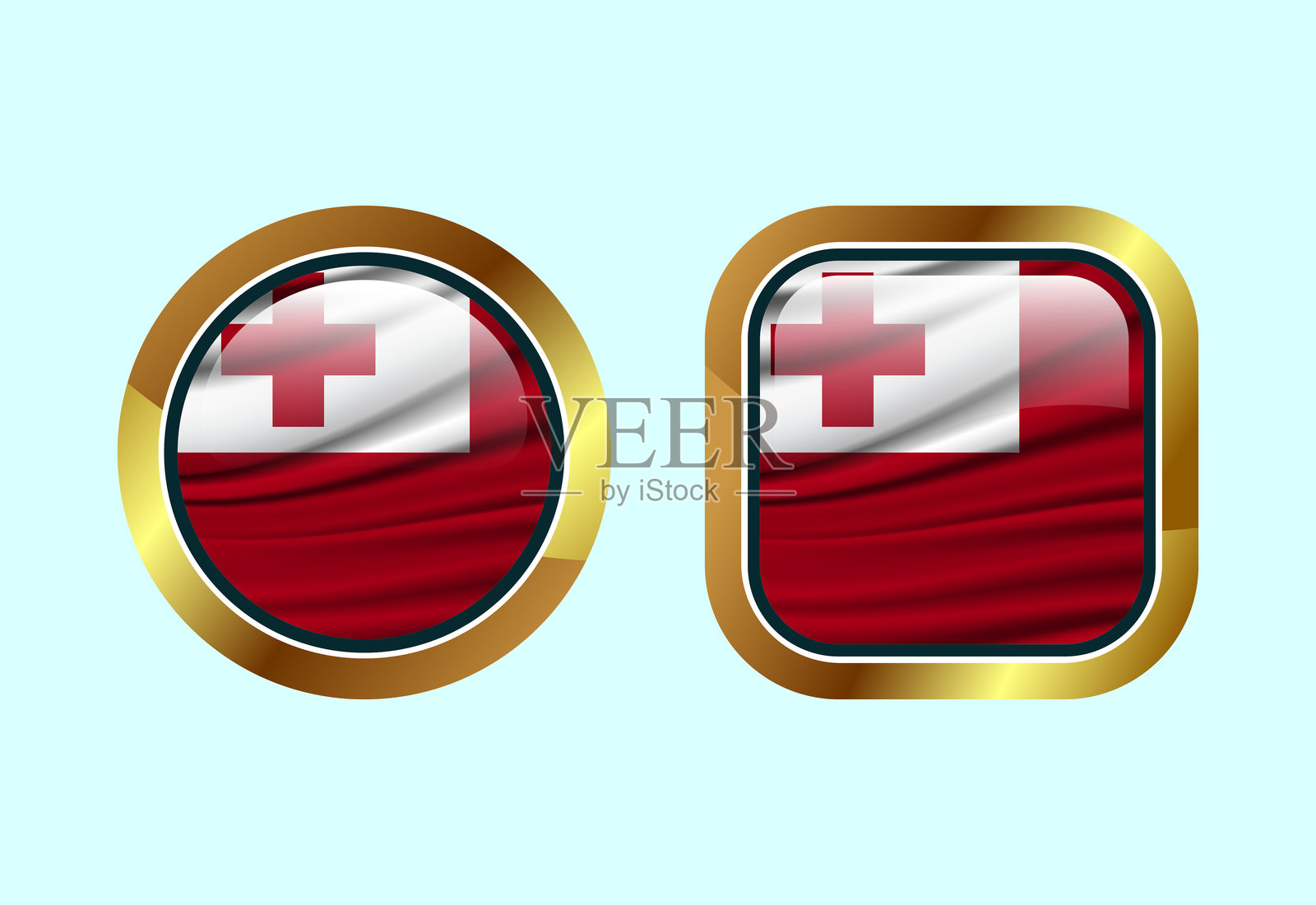 汤加的光泽旗帜按钮，高质量网页按钮设计插画图片素材