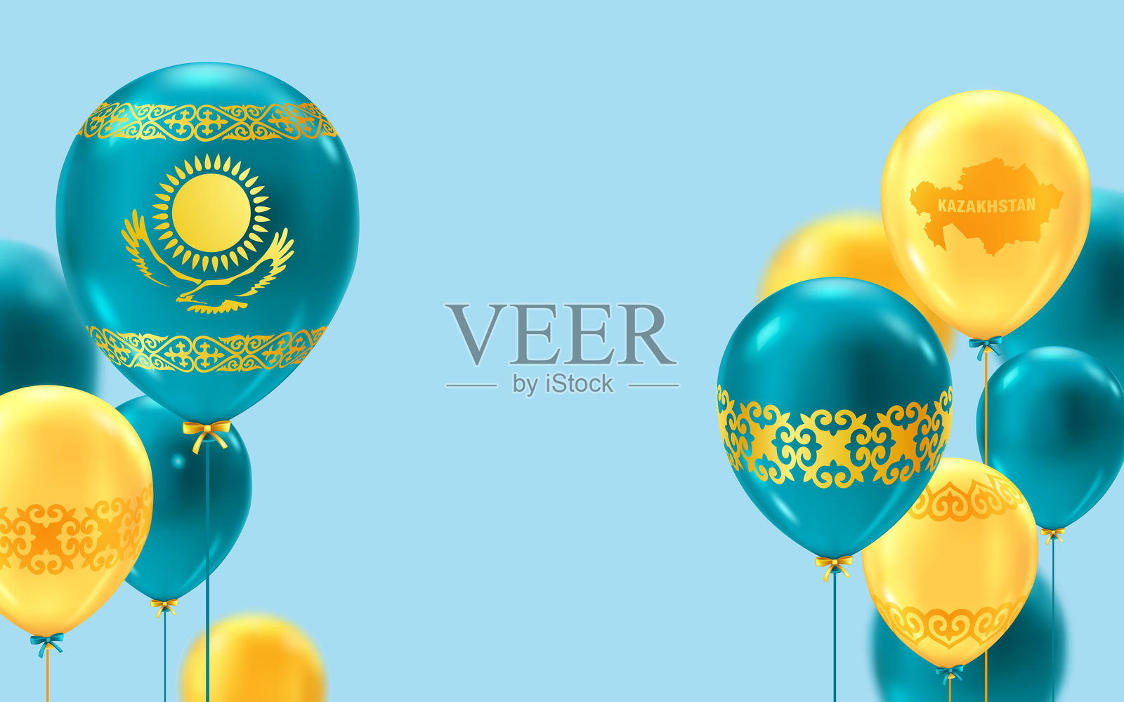 带有传统哈萨克图案的气球5插画图片素材
