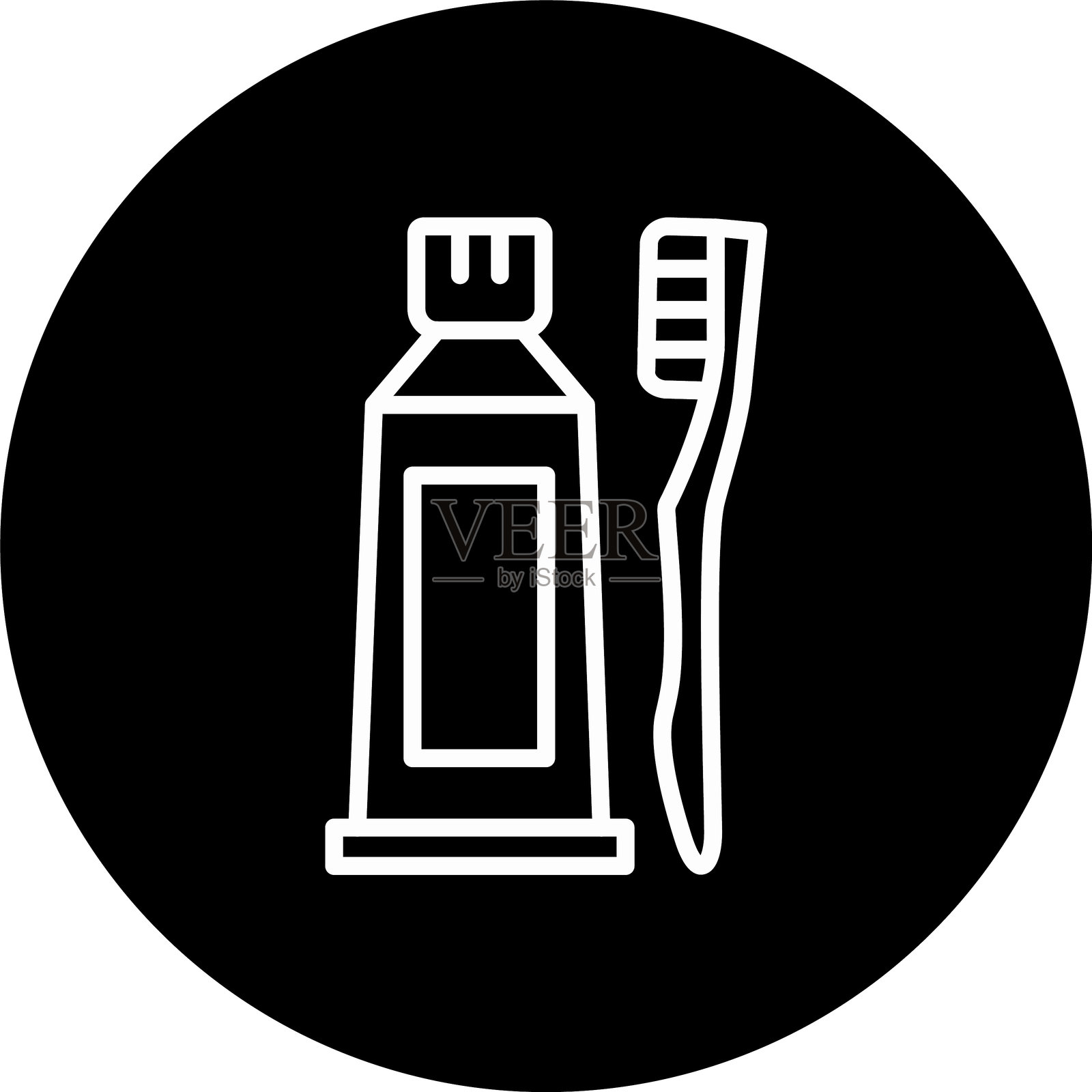 牙刷和牙膏的倒置图标插画图片素材