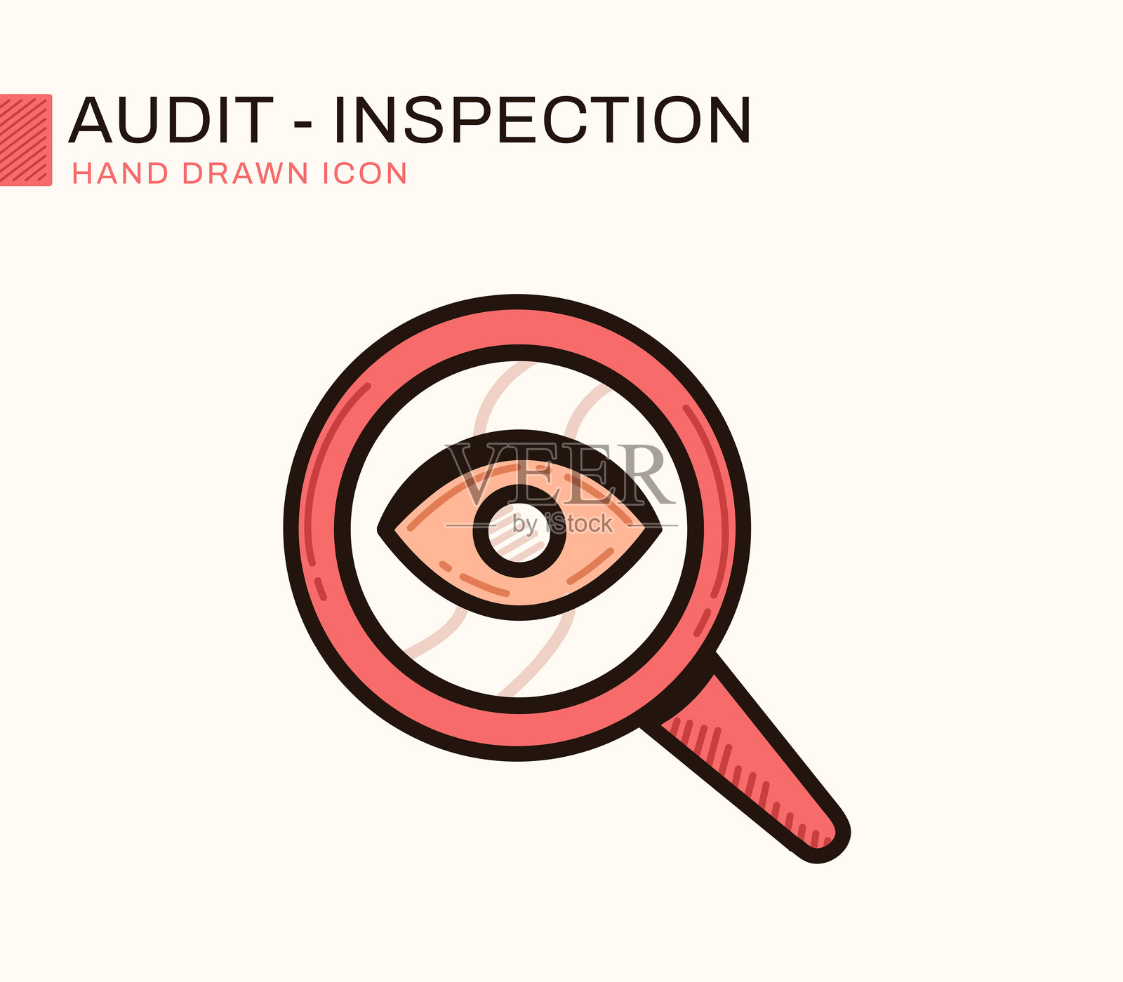 审计检查扁平设计线条图标插画图片素材