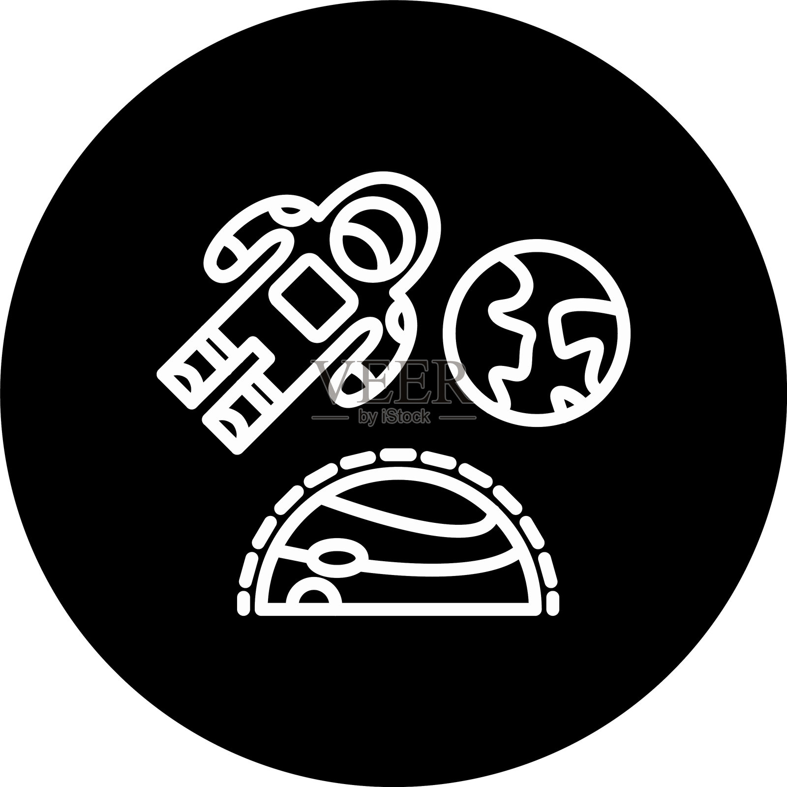 宇航员线条反转图标插画图片素材