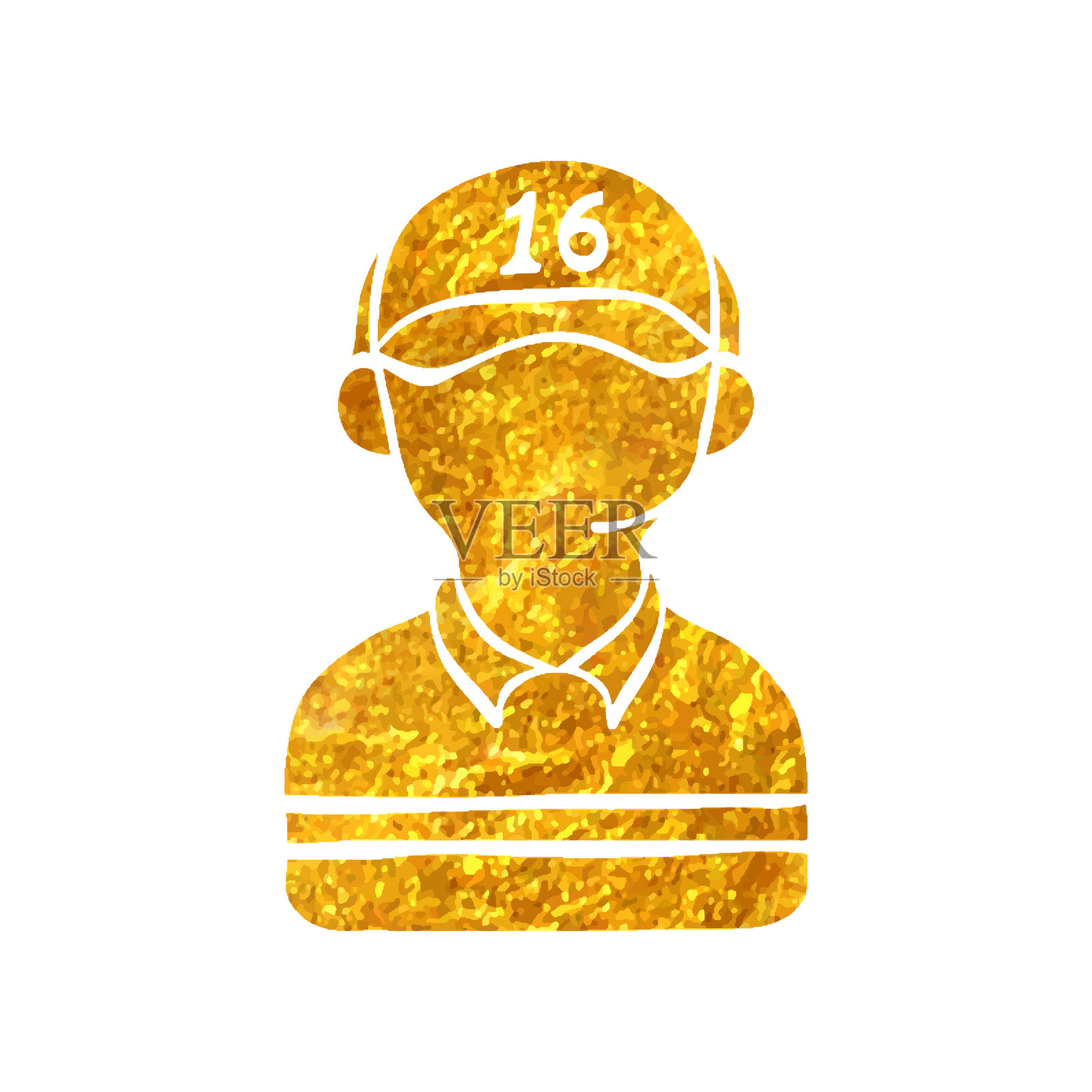 Hand drawn gold foil texture icon Man headphone插画图片素材