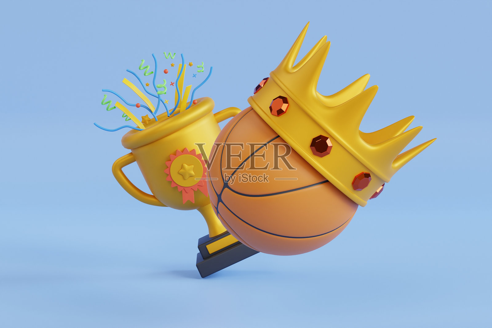 篮球冠军3D插图。篮球奖杯3D插图照片摄影图片