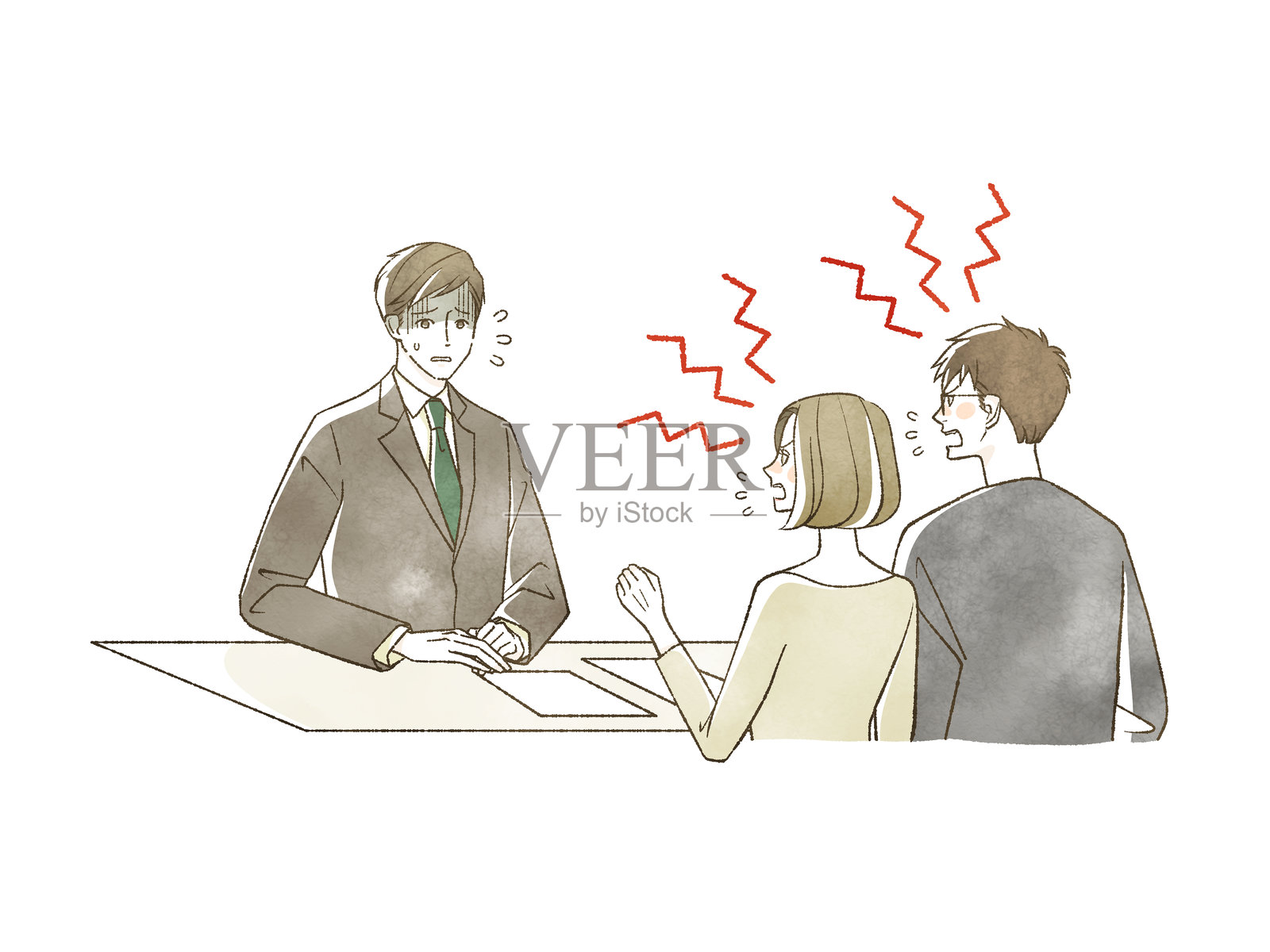 一男一女在抱怨一个穿西装的男人照片摄影图片