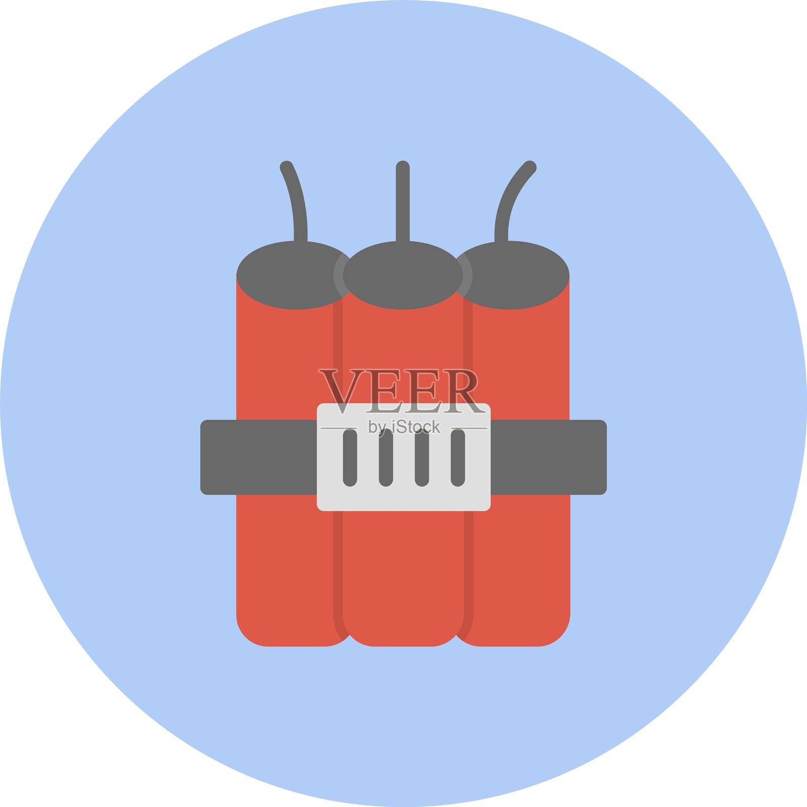 炸药扁平圆形图标插画图片素材