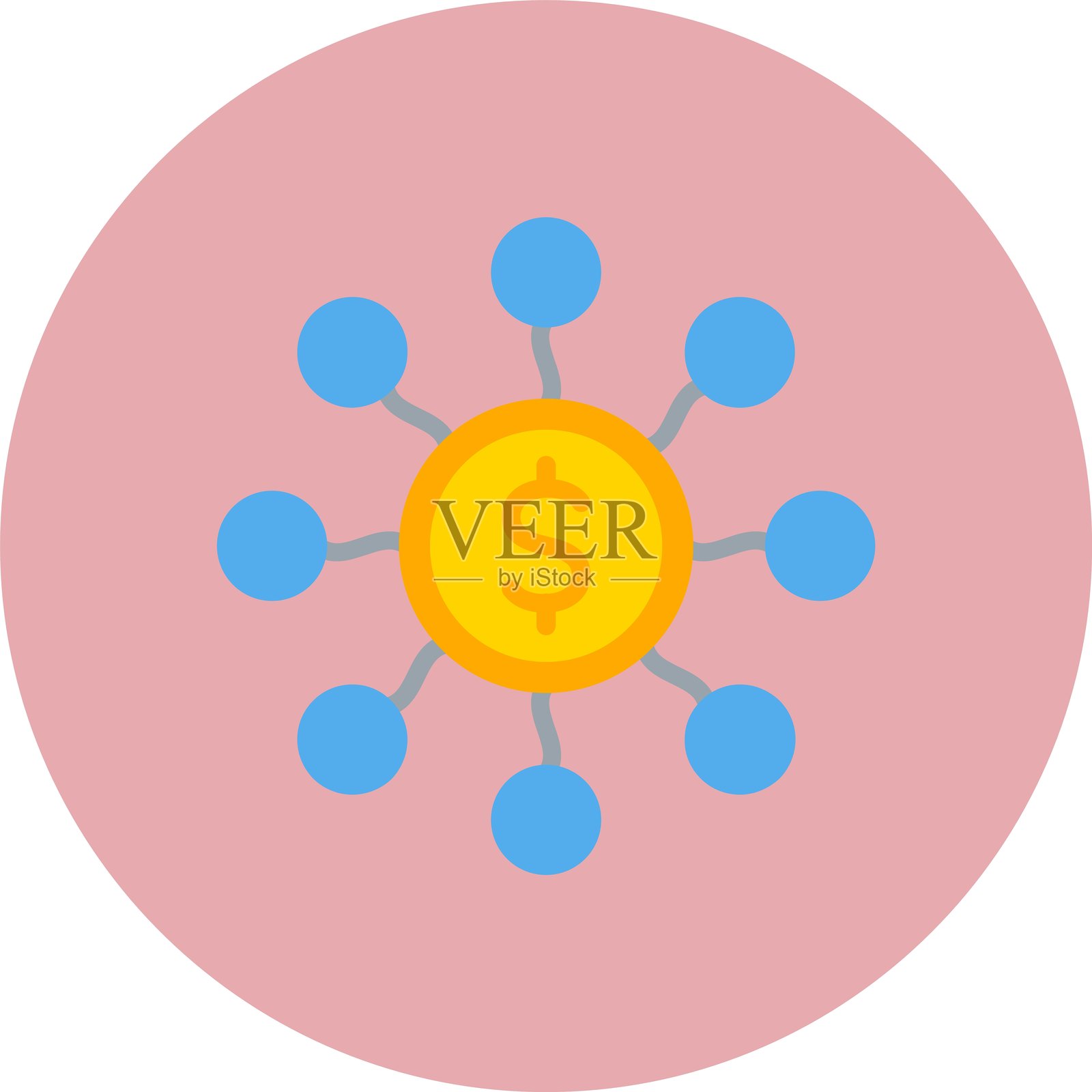 众筹扁平圆形图标插画图片素材