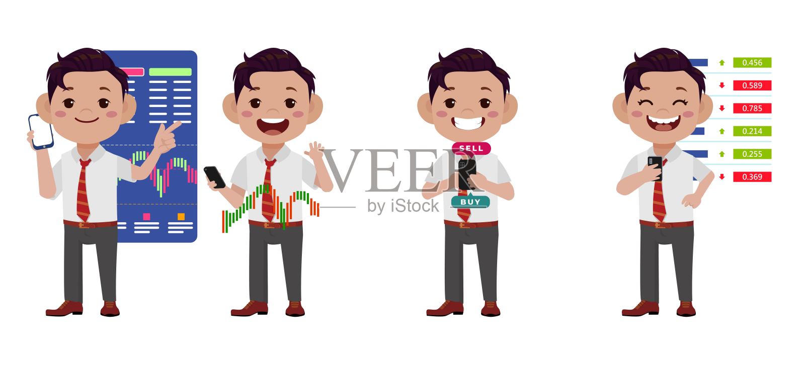 股市概念与人们插画图片素材