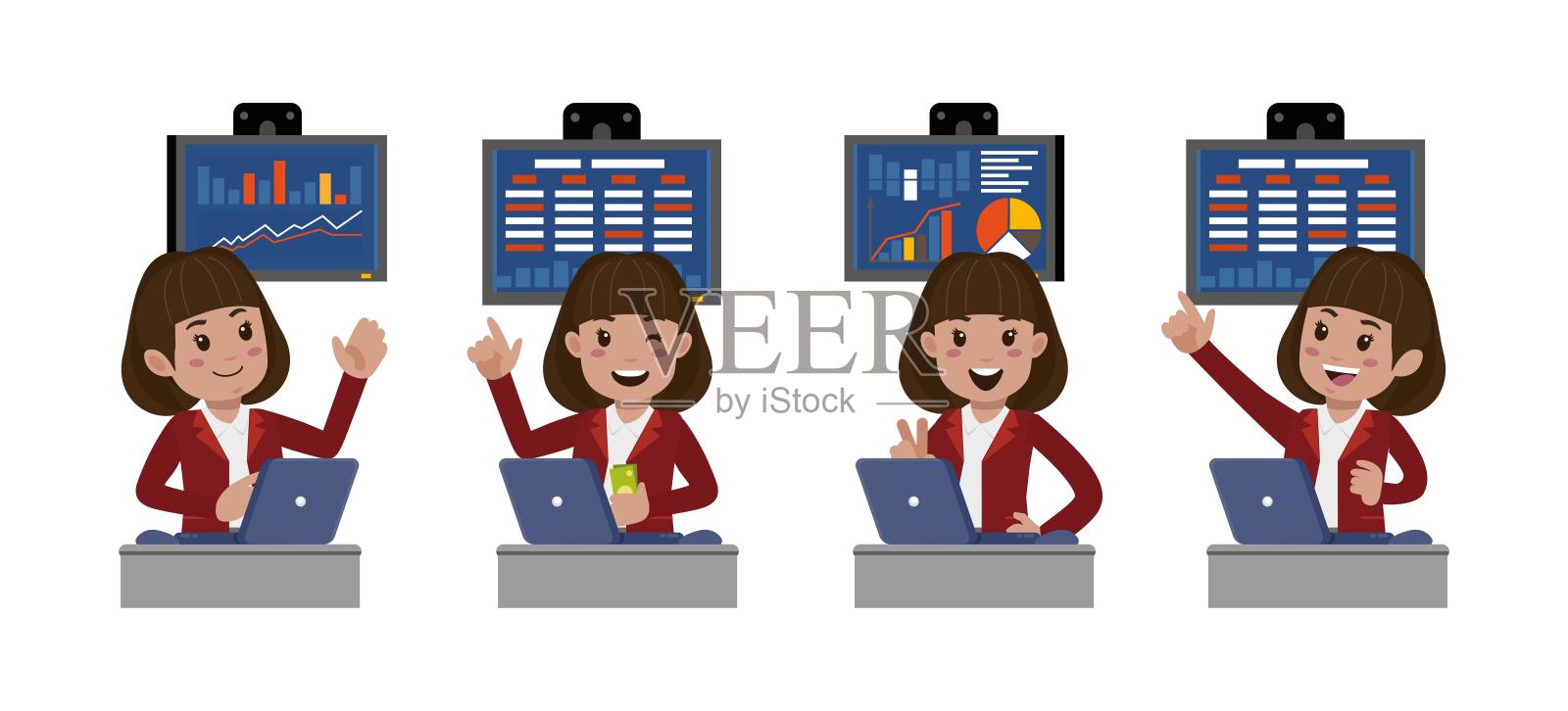 股市概念与人们插画图片素材