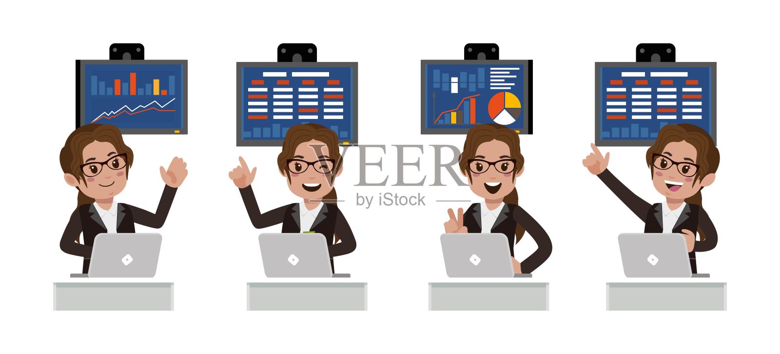 股市概念与人们插画图片素材