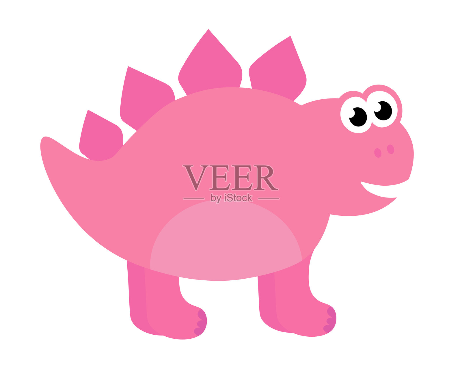 可爱的婴儿恐龙。手绘的剑龙。扁平卡通矢量插图，背景为白色。插画图片素材