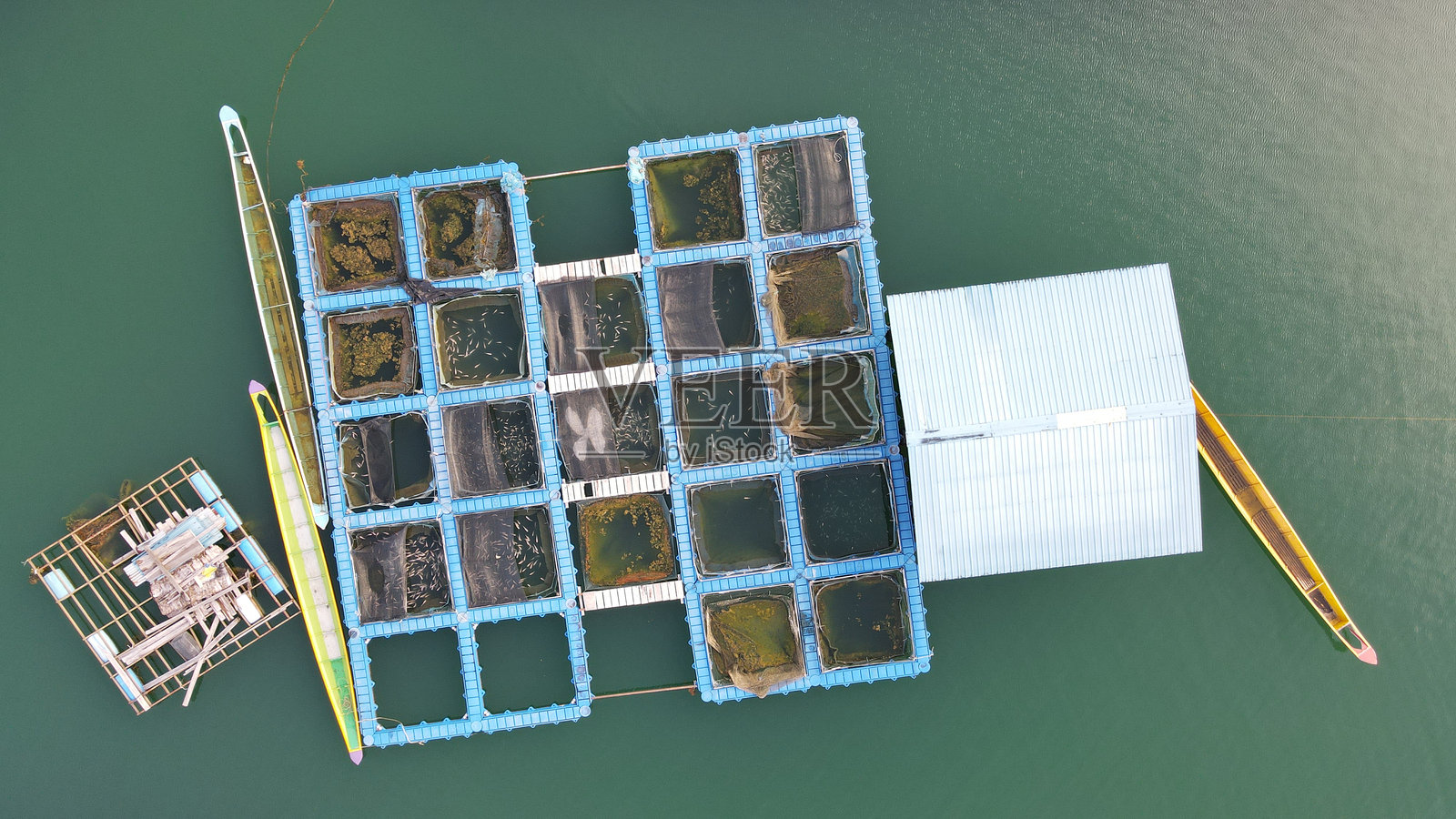 挪威的养鱼场鸟瞰图照片摄影图片