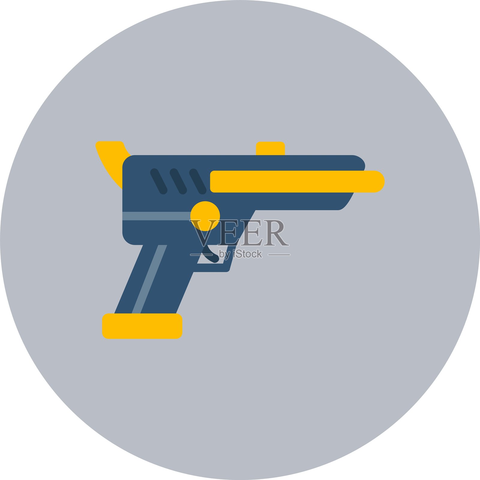 左轮手枪扁平圆形图标插画图片素材