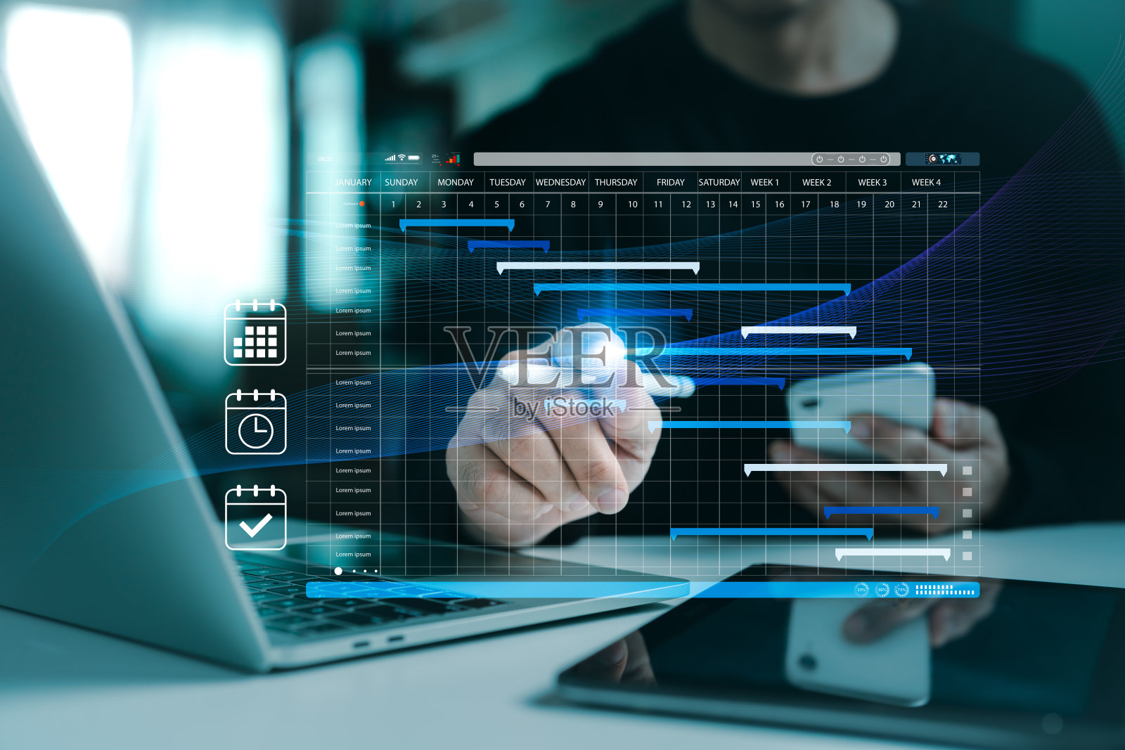 全球物流的配送，物流管理计划时间表，运输技术，女商人利用笔记本电脑进行在线会议，物流规划用于运输照片摄影图片