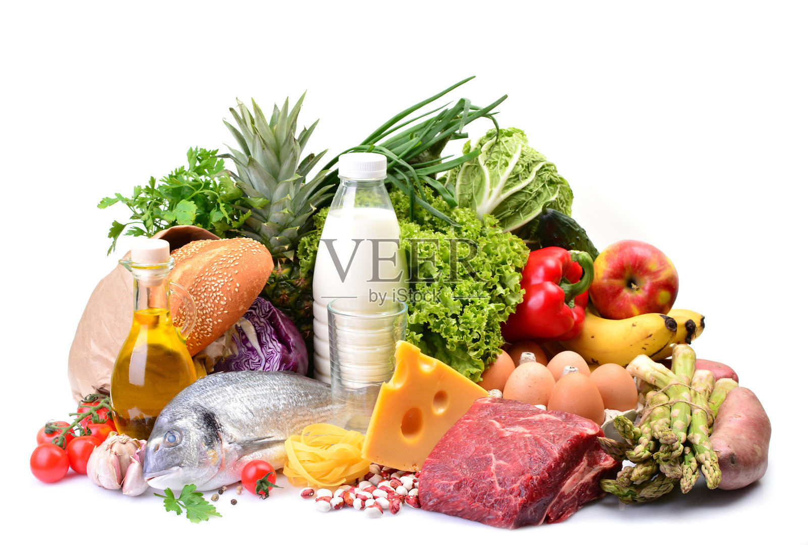 白色背景上的食物照片摄影图片