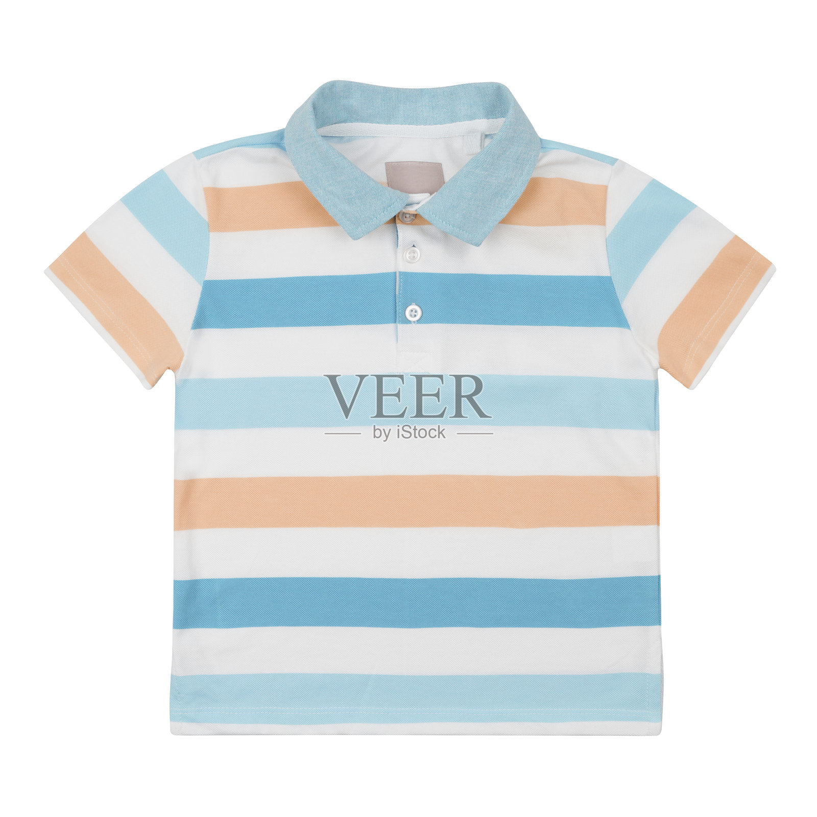 白色背景上的条纹衬衫儿童款照片摄影图片