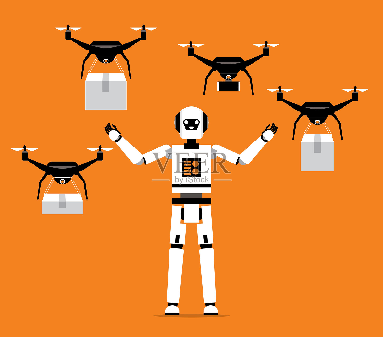 未来派的快递箱插画图片素材