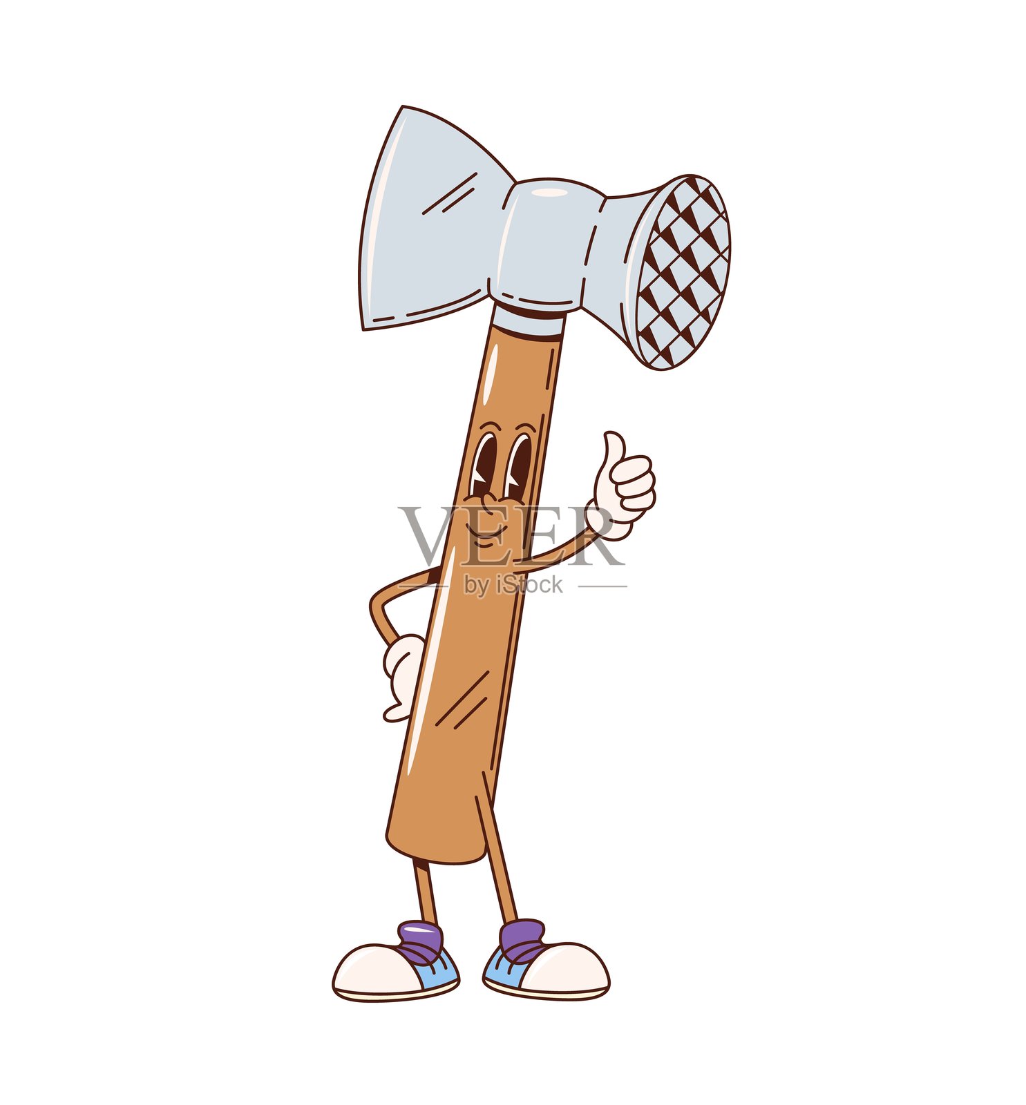 复古风格的厨房锤子角色插画图片素材