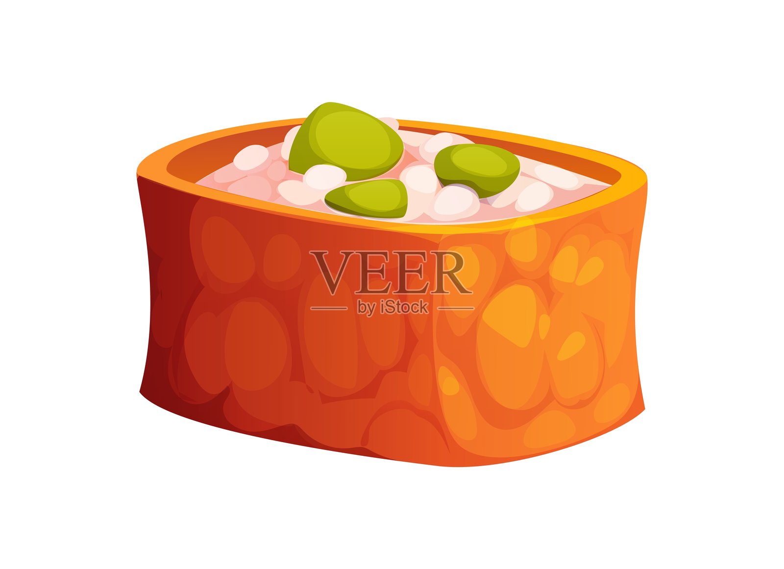 卡通稻荷寿司，卷着青豆插画图片素材