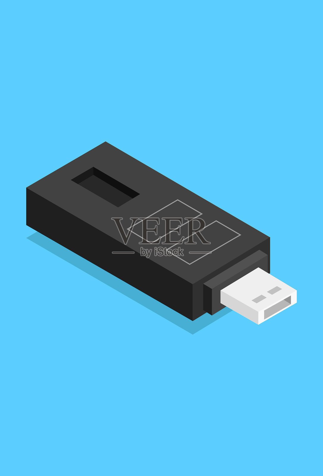 等距USB闪存驱动器插画图片素材