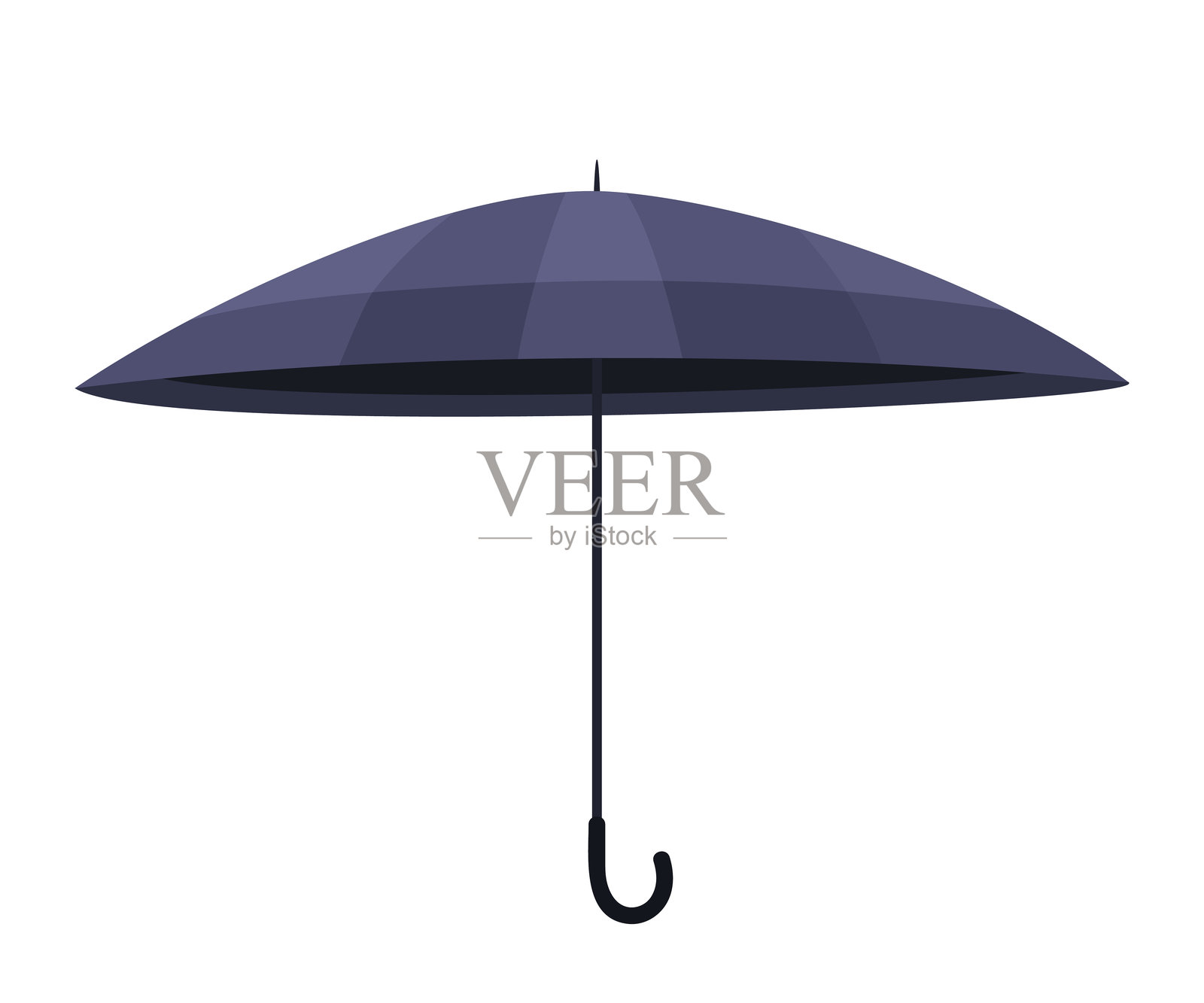 灰色的黑人男子在秋季或春季的雨天使用雨伞。平面矢量插图，背景透明。插画图片素材