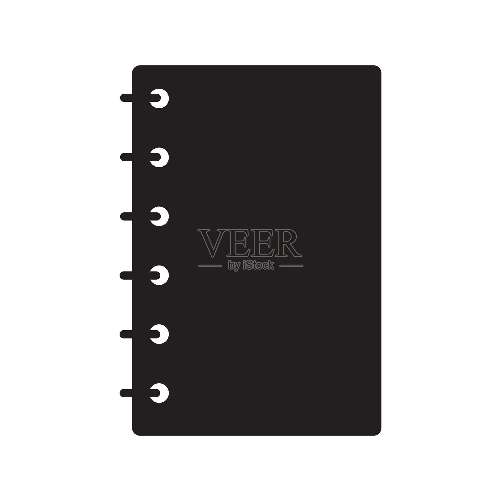 笔记本图标。螺旋装订符号。简单的办公图形。文具物品插图。插画图片素材