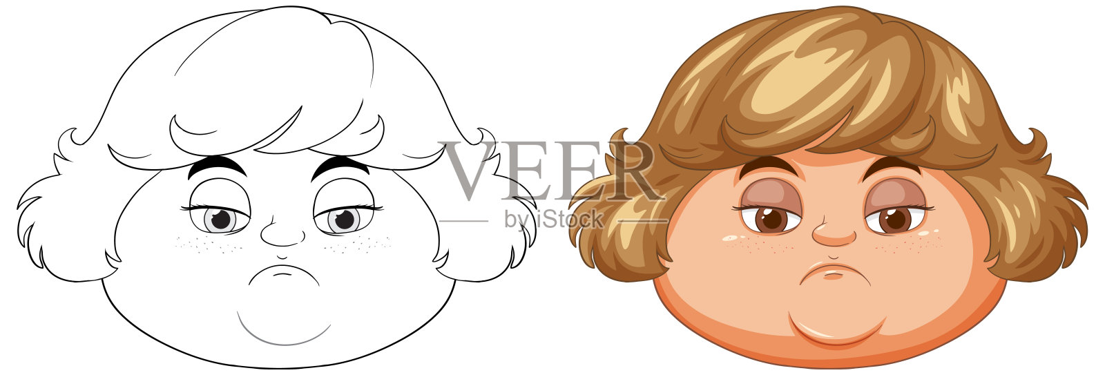 儿童面部表情的矢量插图插画图片素材
